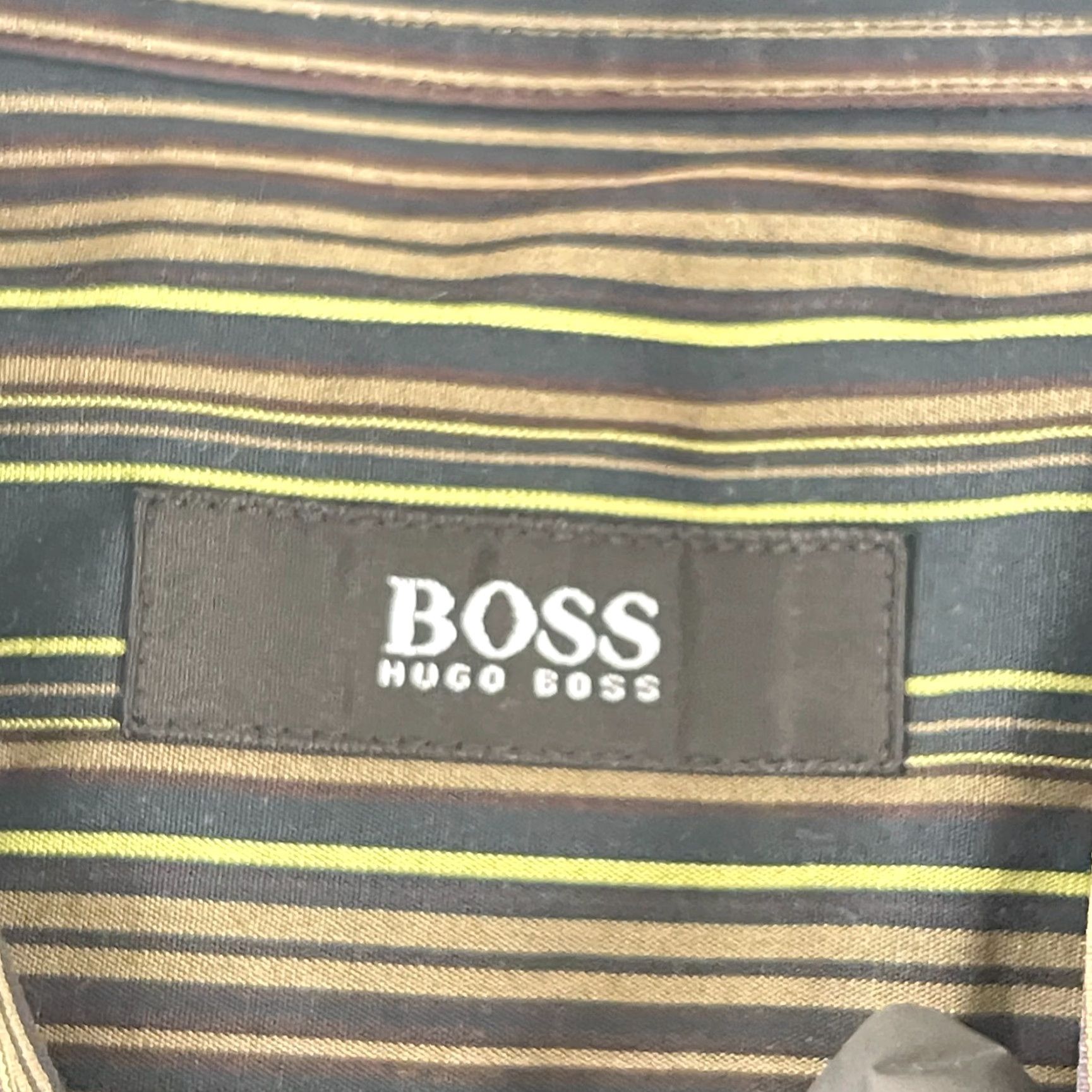 Hugo Boss **Hugo Boss Mens XL Brown Striped Long Sleeve Button-Up Dress Shirt** User: **Hugo Boss Mens Size XL Brown Striped Long Sleeve Button-Up Dress Shirt** Size 46R - 7 Thumbnail