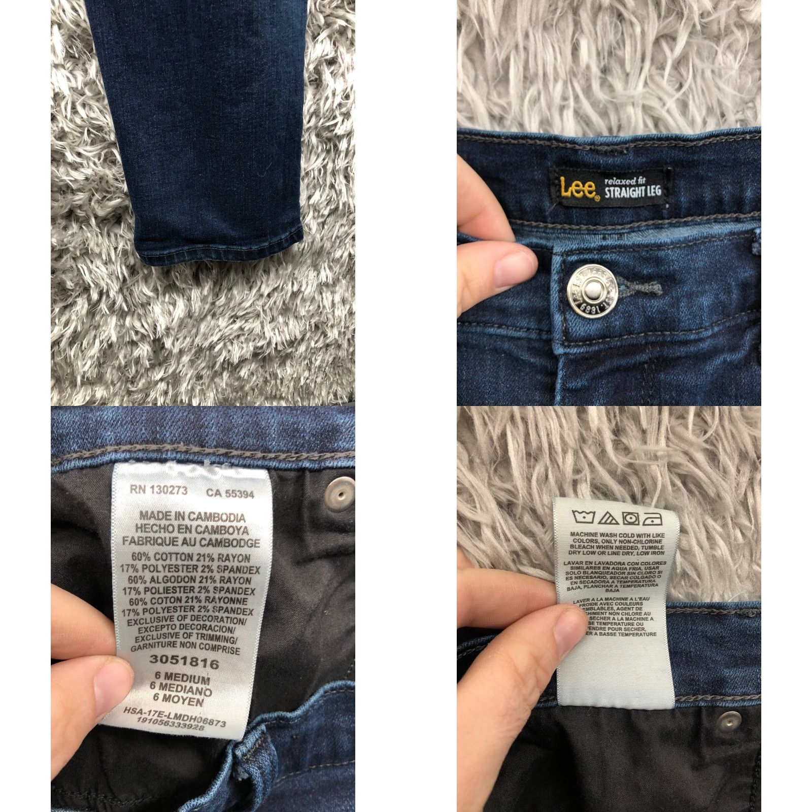 Lee Lee Jeans Womens 6 Jeans Mid Rise Dark Wash Blue Denim Straight Leg Relaxed Fit Womens Lee Jeans Size 28" / US 6 / IT 42 - 8 Thumbnail