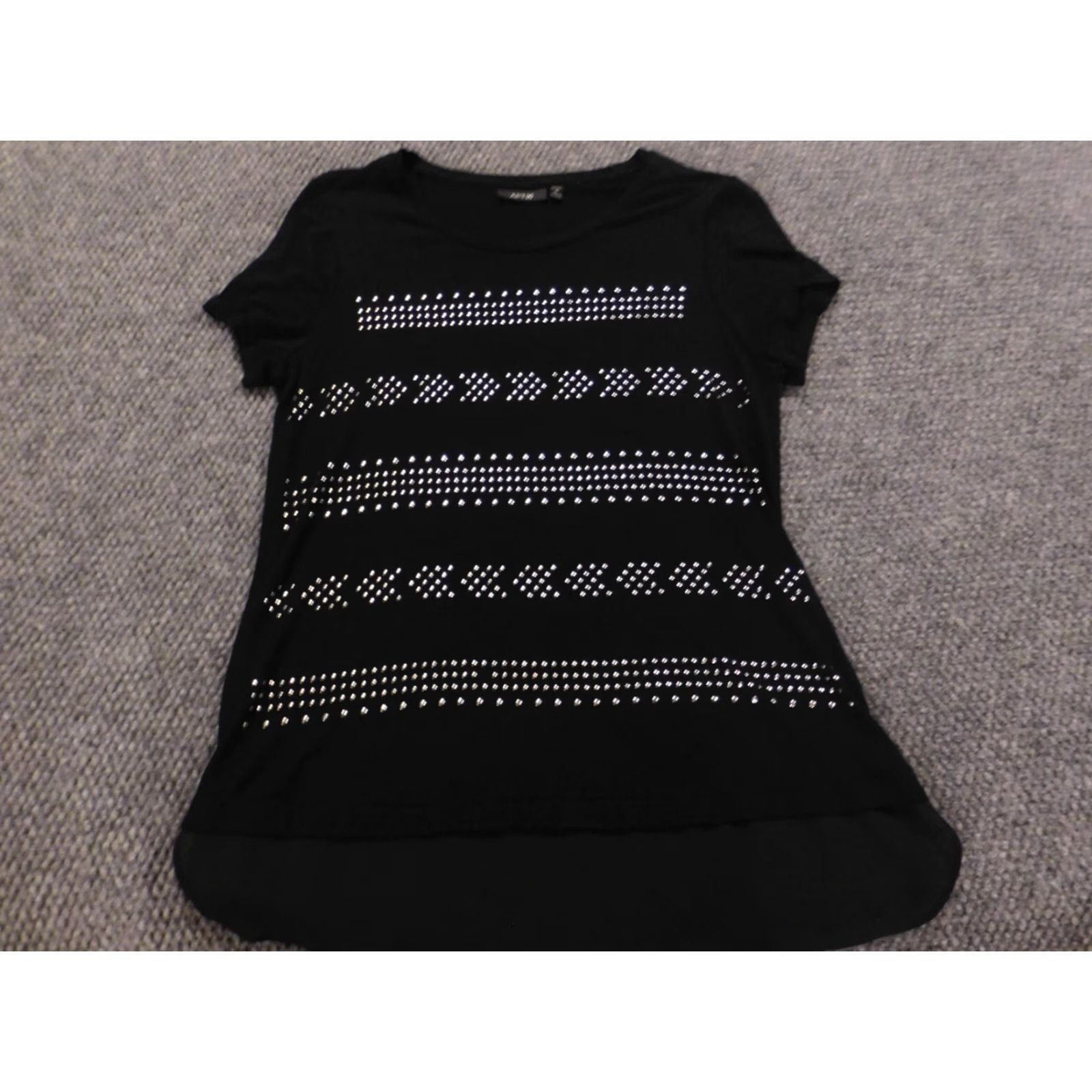 Apt. 9 Apt 9 Womens Blouse PM Petites Black Crew Neck Short Sleeve Pullover Casual Rayon Floral Cap Sleeve Button Stretch Womens Size M / US 6-8 / IT 42-44 - 2 Thumbnail