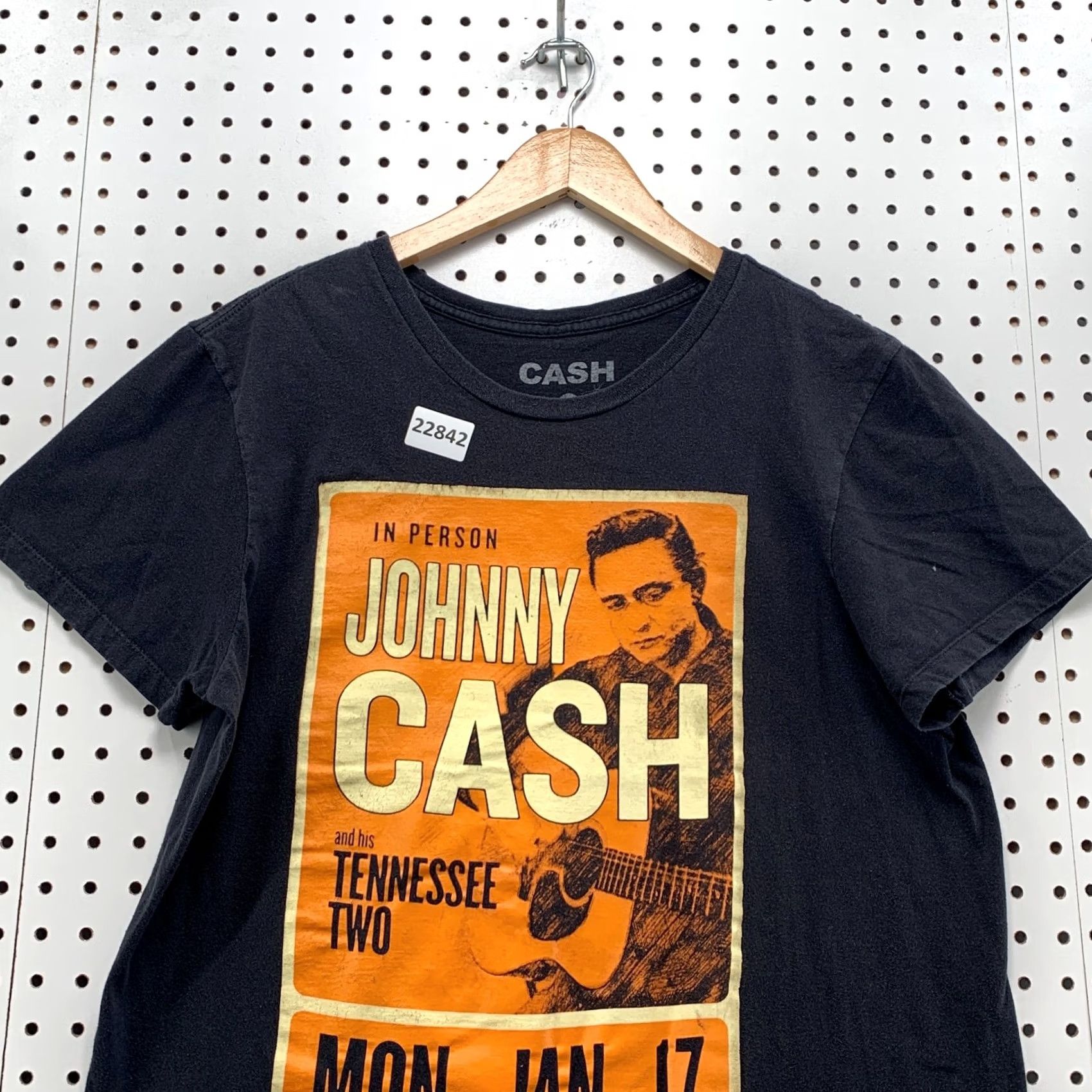 Vintage Johnny Cash Shirt Black Ticket Stub Graphic Fits Men Medium Band TEE Size US M / EU 48-50 / 2 - 5 Thumbnail