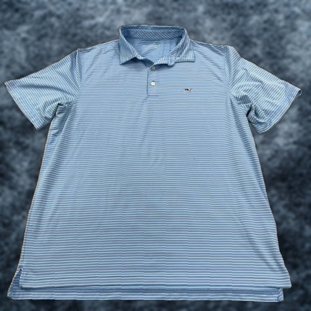 Vineyard Vines Vineyard Vines Polo Shirt Mens Large Blue Pink Stretch Striped Performance Golf Shirt Size US L / EU 52-54 / 3 - 1 Thumbnail