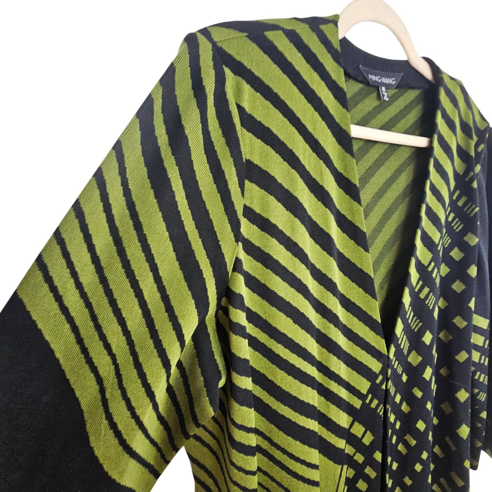Alexander Wang Ming Wang Womens Knit Cardigan Geometric Artsy Sz XL Career Size XL / US 12-14 / IT 48-50 - 5 Thumbnail