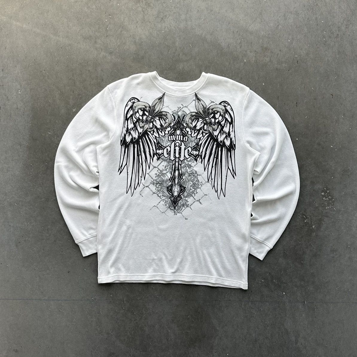 【MMA ELITE】スカル サーマル ロンt y2k affliction Affliction × Vintage Crazy vintage y2k MMA Elite skull long sleeve