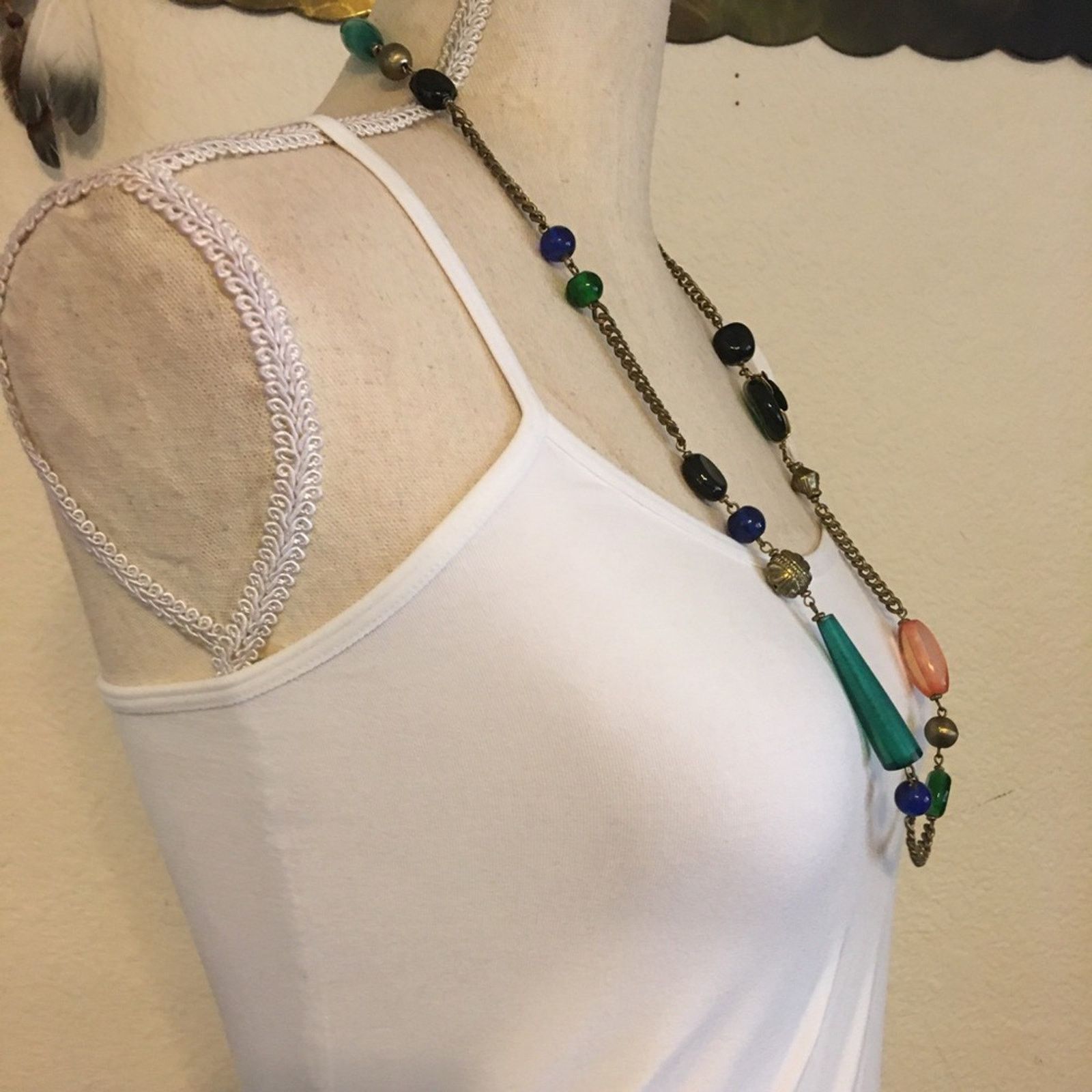 Vintage Vintage multi tone beaded chain necklace Size ONE SIZE - 2 Thumbnail