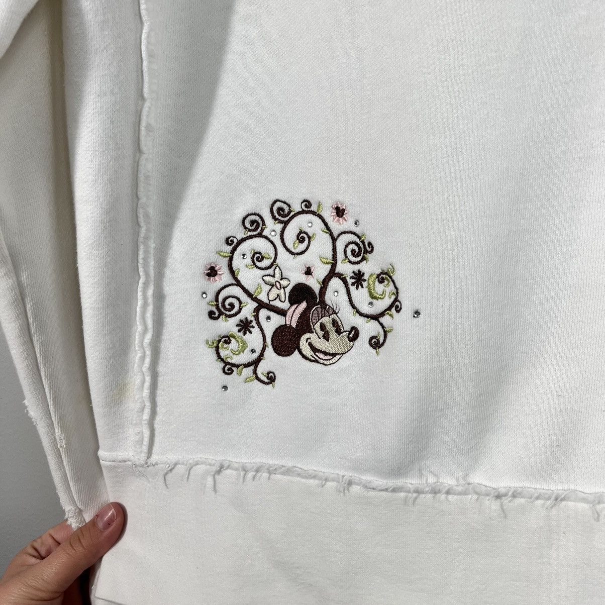 Disney × Vintage Disney Parks Y2K White Minnie Mouse Full Zip Fleece Jacket Size XL / US 12-14 / IT 48-50 - 5 Thumbnail