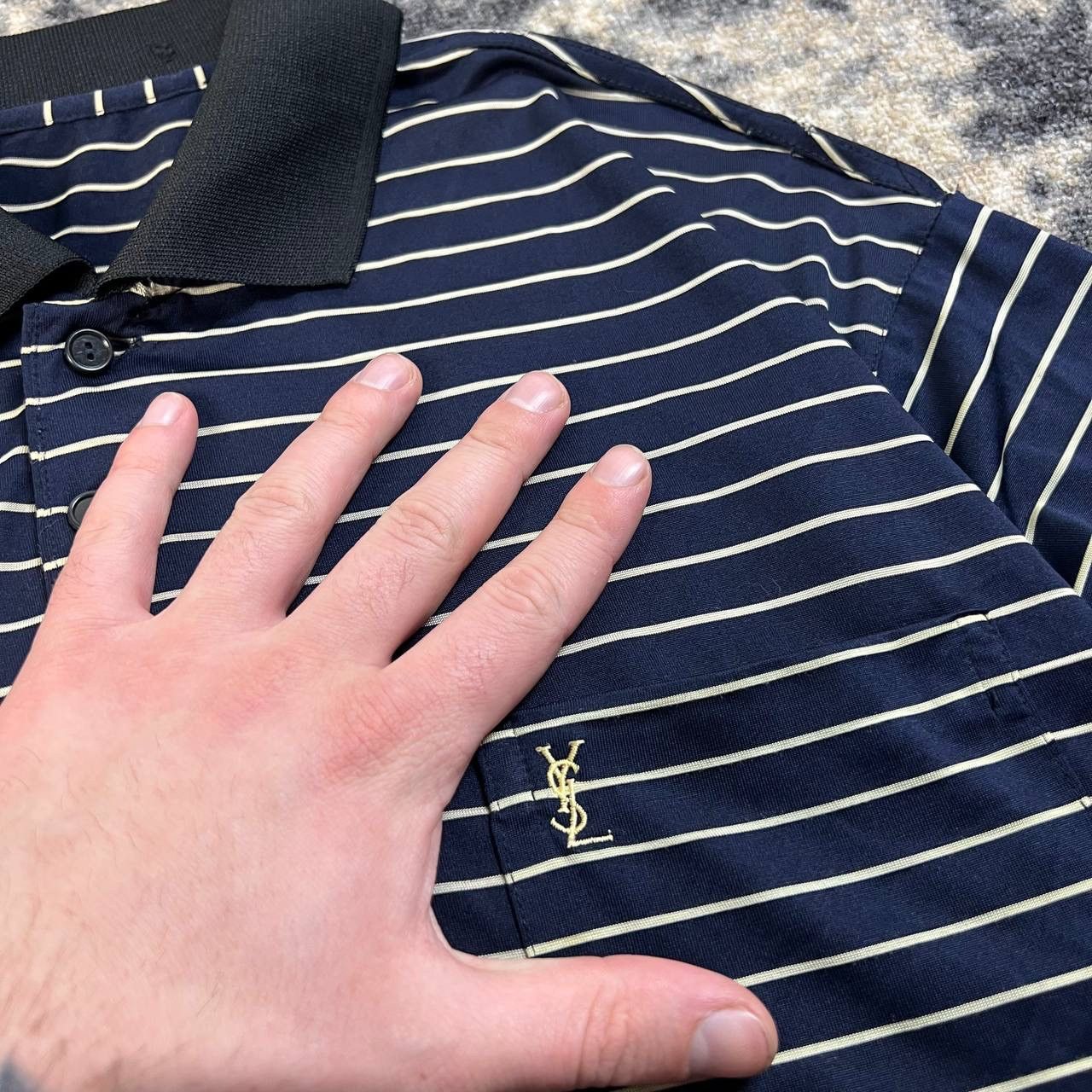 Yves Saint Laurent Yves Saint Laurent Luxury Mini Logo Silk Polo T-Shirt Size US XL / EU 56 / 4 - 3 Thumbnail
