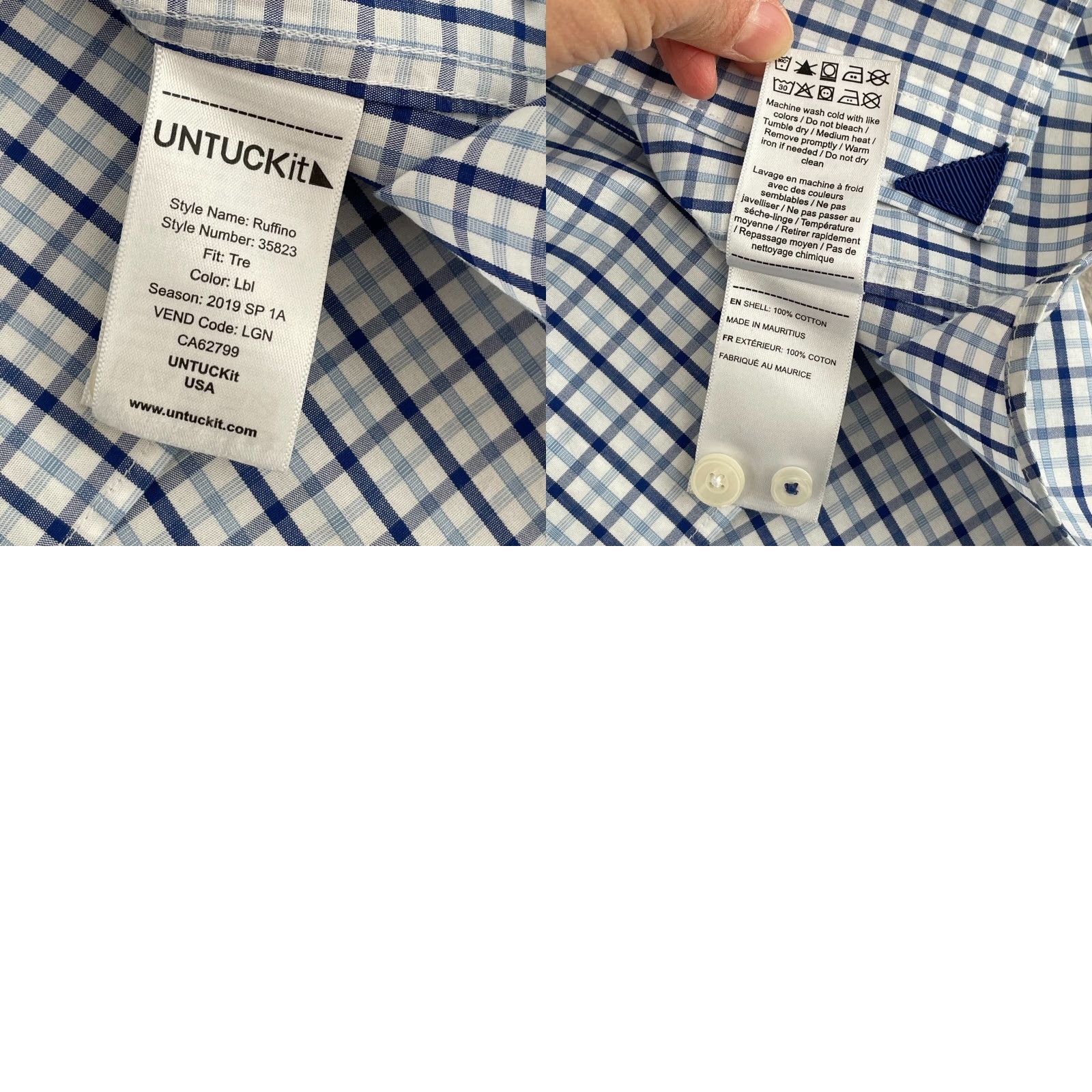 UNTUCKit UNTUCKit Ruffino Shirt Men 3XLT Tall Blue Plaid Wrinkle Free Long Sleeve Preppy Shirt Size US XXL / EU 58 / 5 - 8 Thumbnail