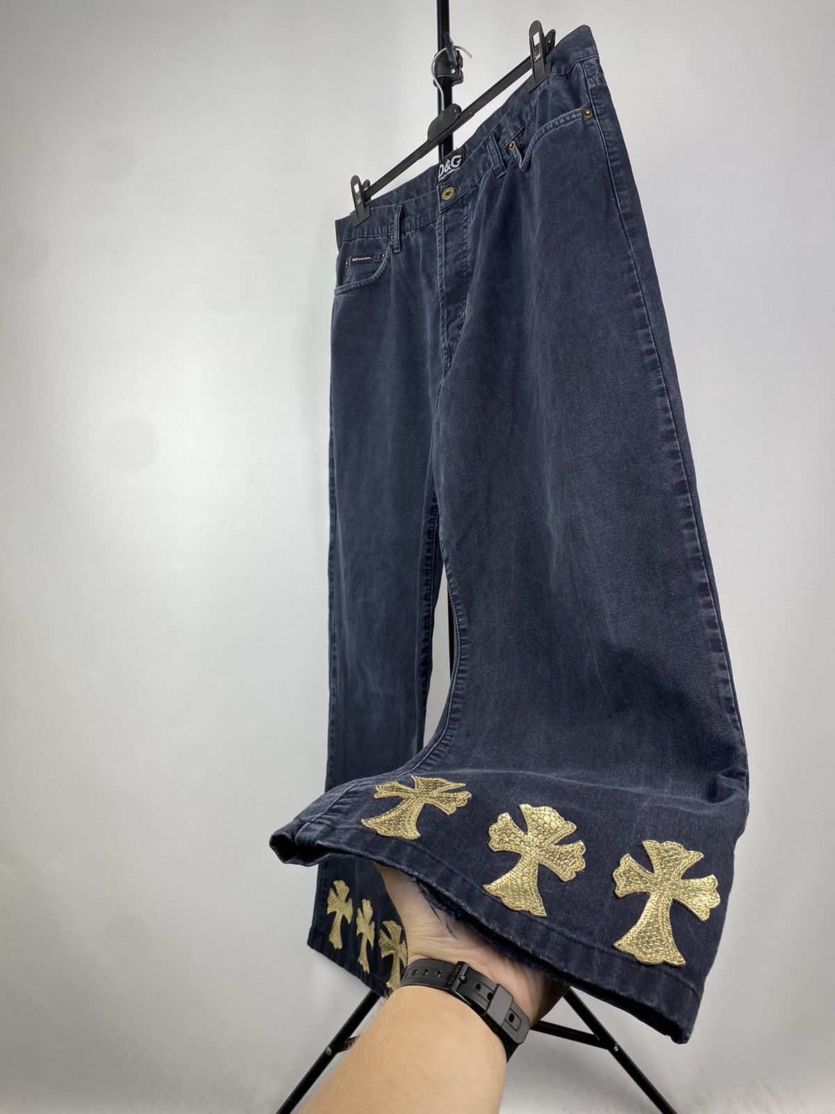 Dolce & Gabbana Dolce & Gabbana Double BIG LOGO Faded Black Denim Pants Size US 37 - 4 Thumbnail