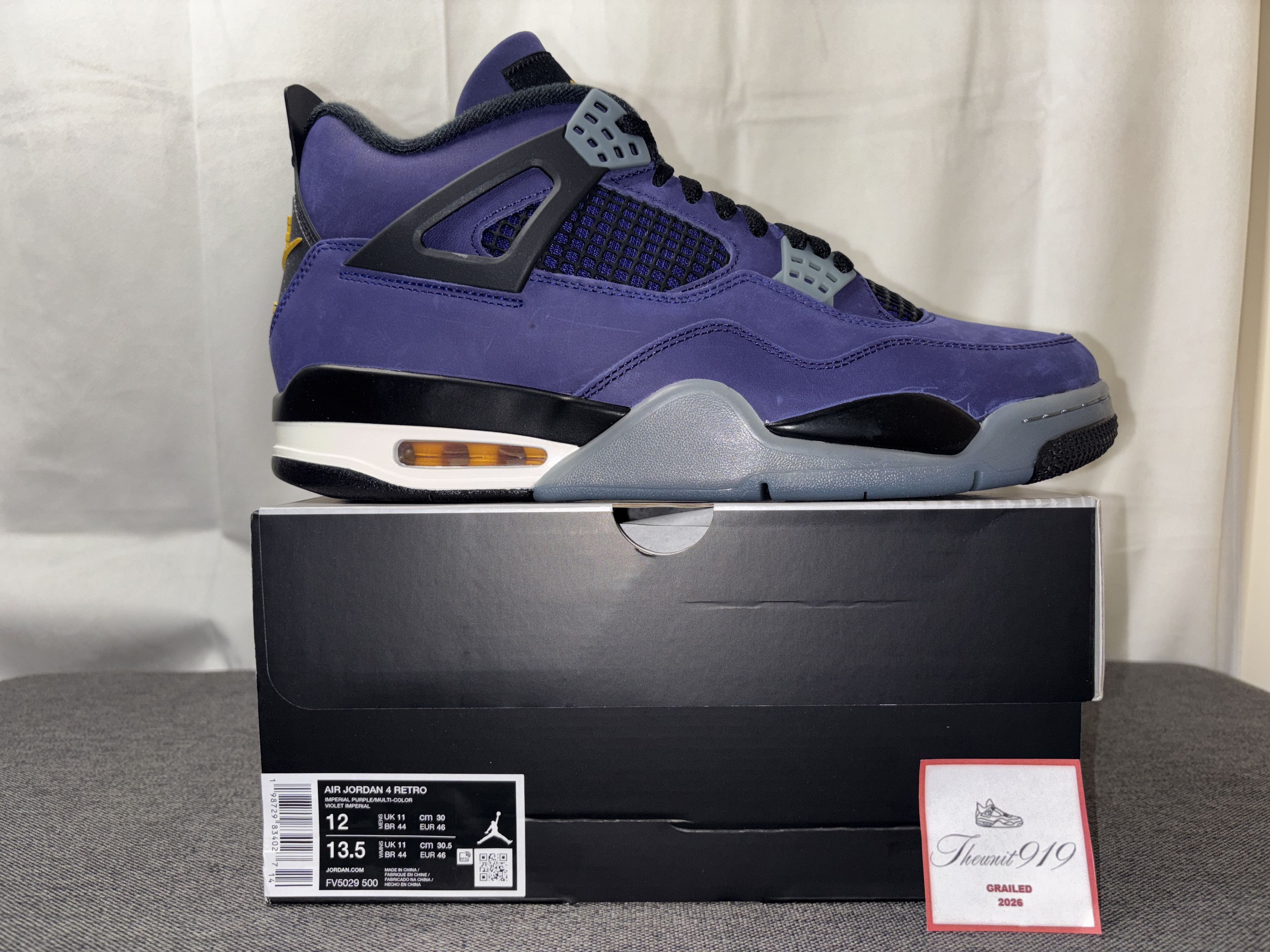 Nike Nike Air Jordan 4 Retro Lakers (2026) Size 12 FV5029-500 Size US 12 / EU 45 - 1 Thumbnail
