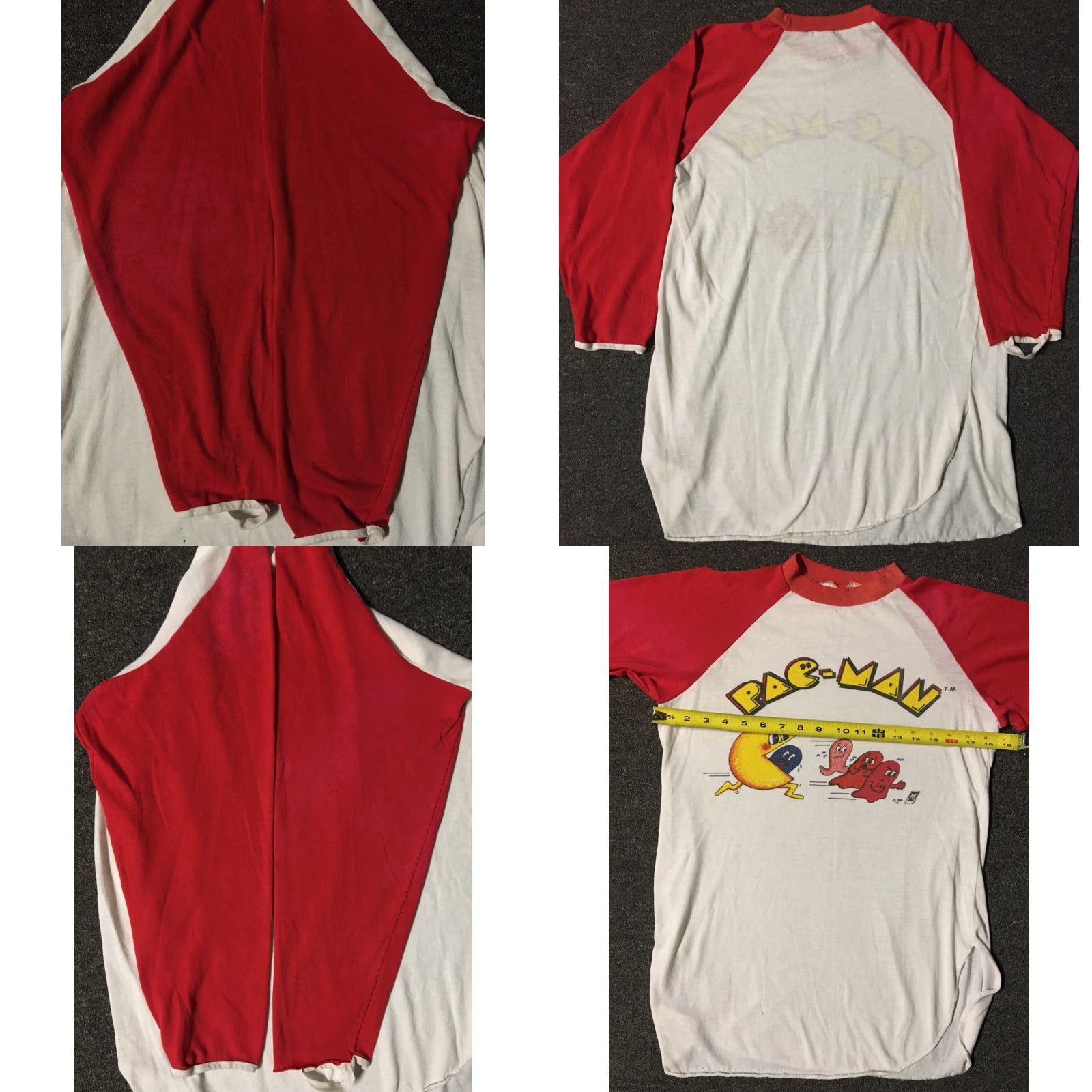 Vintage VINTAGE Pac-Man Raglan Shirt M Red 80s 90s Retro Cartoon Nintendo Atari Space Video Game Theme Mens Size US M / EU 48-50 / 2 - 8 Thumbnail