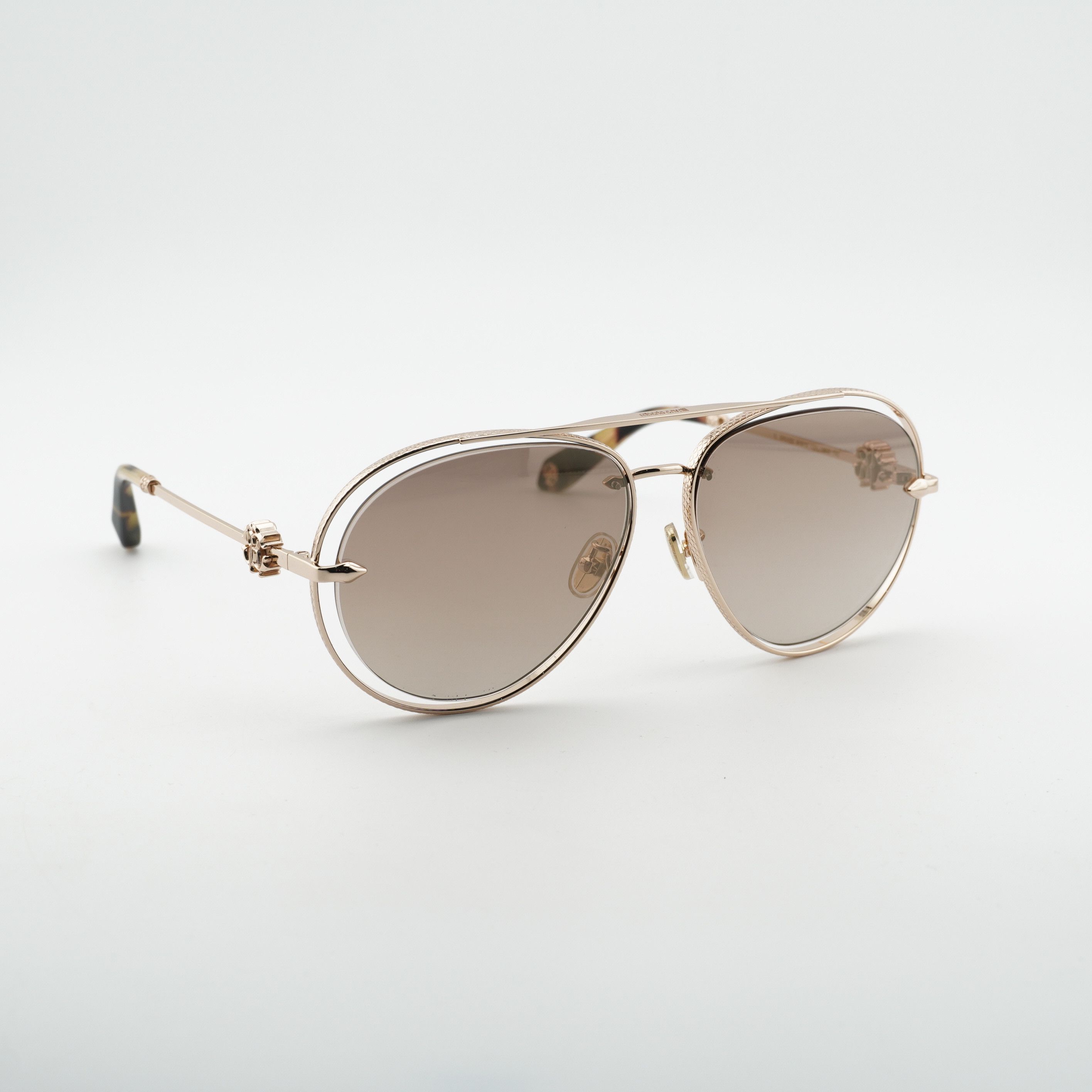 Roberto Cavalli Roberto Cavalli SRC032M 300G Sunglasses Gold Aviator Frame Size ONE SIZE - 7 Thumbnail
