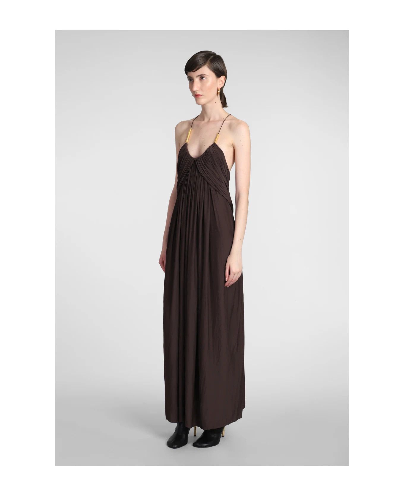 Lanvin o1y0326 Maxi Dress in Dark Brown Size S / US 4 / IT 40 - 4 Thumbnail