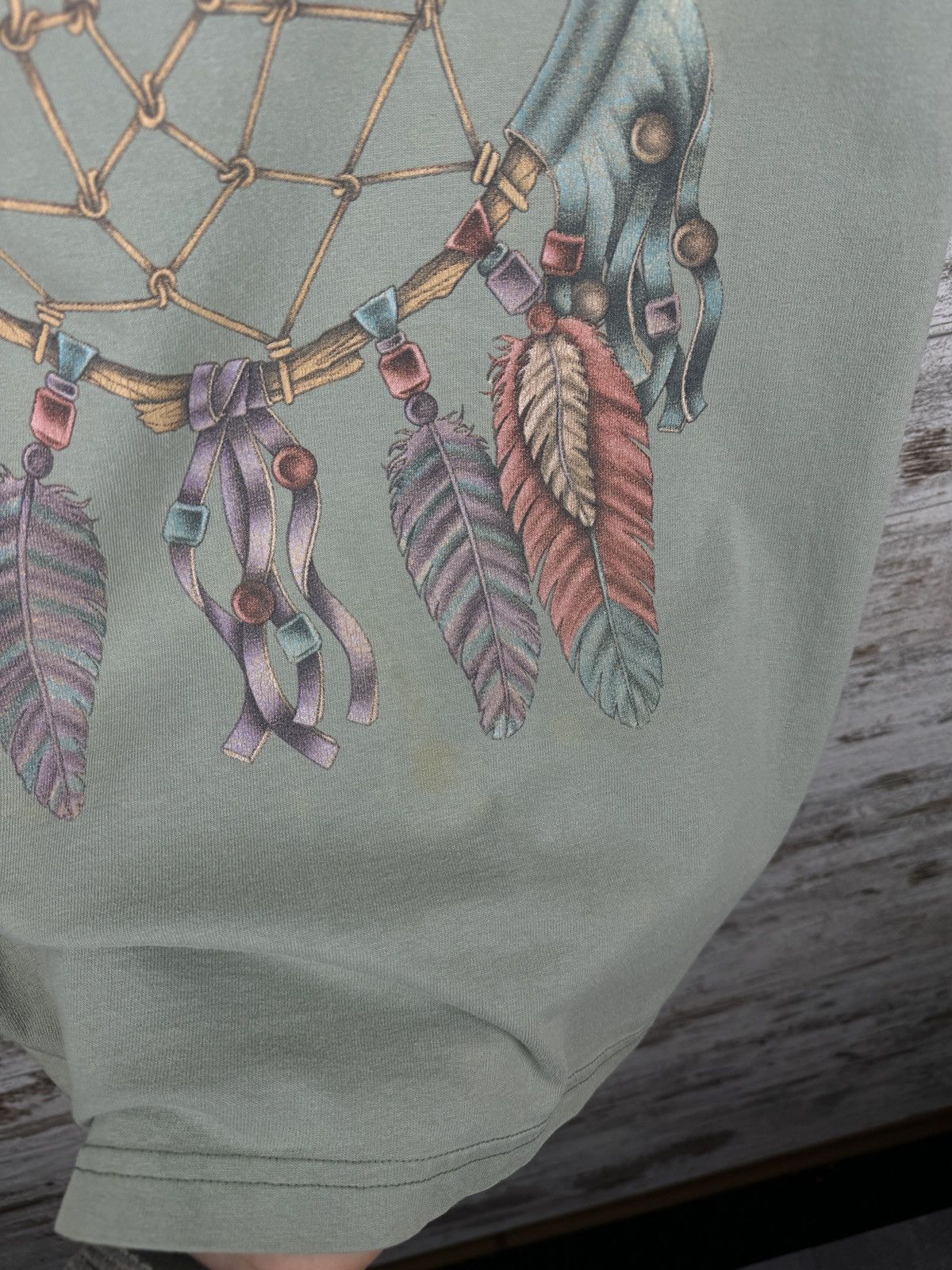 Vintage Texas Vintage 90s Dreamcatcher T-shirt single stitch olive Size US M / EU 48-50 / 2 - 8 Thumbnail