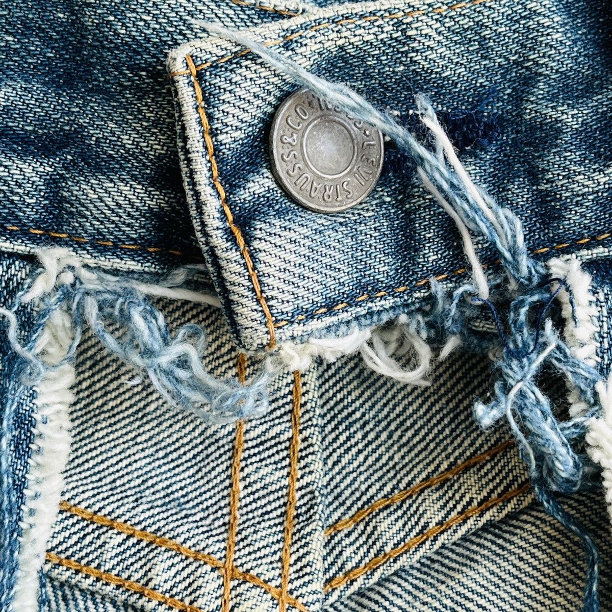 Levi's Vintage Levi's 502XX Big E Distressed Cut Selvedge Jeans J22 Size US 30 / EU 46 - 11 Thumbnail