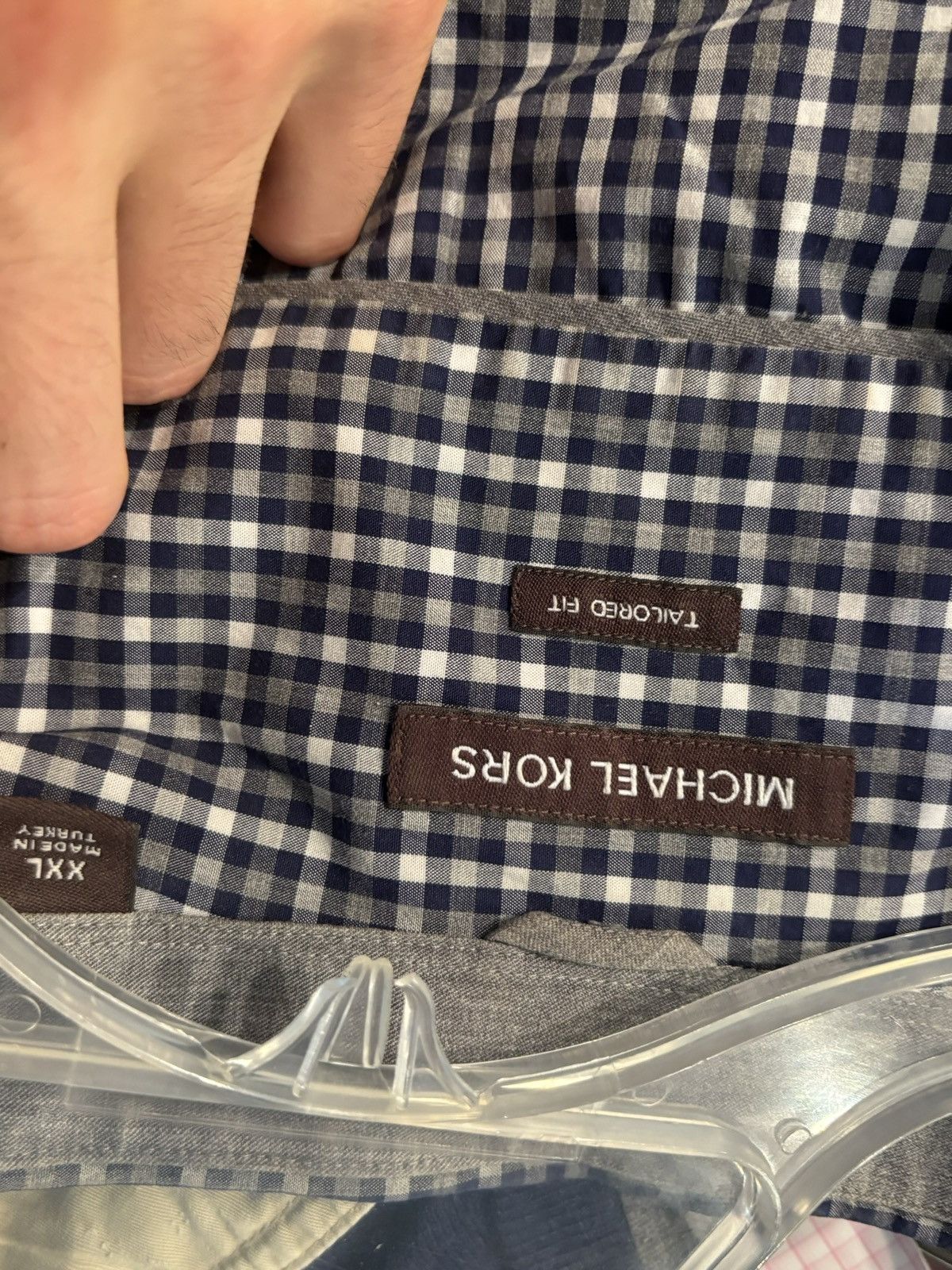 Michael Kors Michael Kors Button Up XXL Blue Checkered Tailored Fit Size US XXL / EU 58 / 5 - 3 Thumbnail
