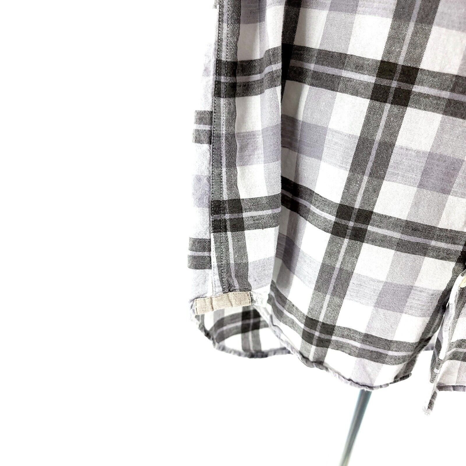 Banana Republic Banana Republic Linen Blend Gray White Plaid Large Collared Size US L / EU 52-54 / 3 - 4 Thumbnail