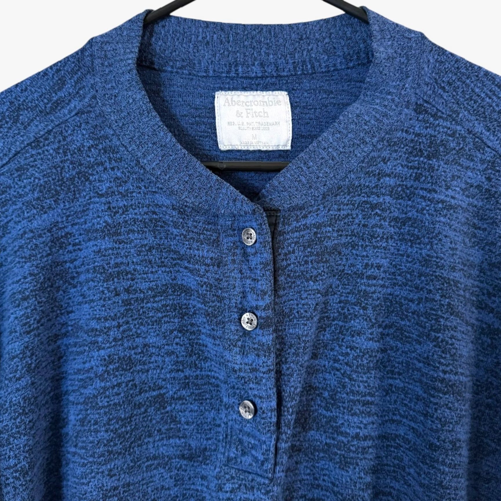 Abercrombie & Fitch Abercrombie & Fitch Henley Shirt Blue Women's M Textured Knit Long-Sleeve Size M / US 6-8 / IT 42-44 - 5 Thumbnail