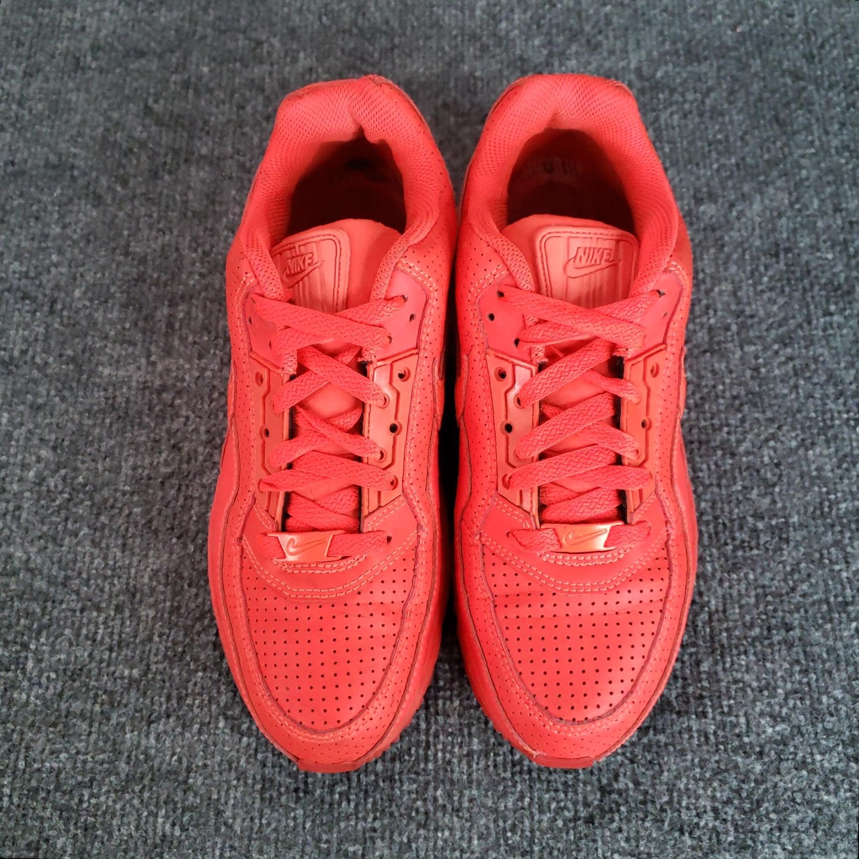 Nike Nike Air Max 1 Shoes Mens 7.5 Red Low Top Running Sneakers 687977-666 — Nike Air Max 1 Shoes Mens Red Leather Low Top 7.5 US 2015 Size US M / EU 48-50 / 2 - 5 Thumbnail