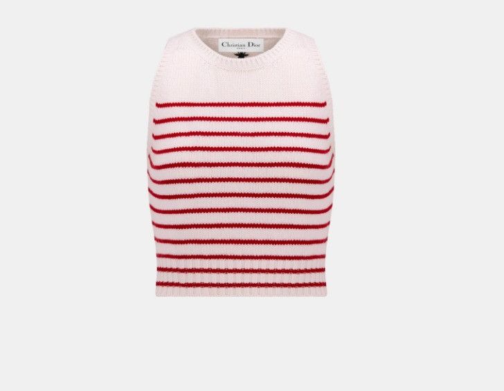 Dior o1w1db11124 Sleeveless Sweater in Red & White Size M / US 6-8 / IT 42-44 - 1 Thumbnail