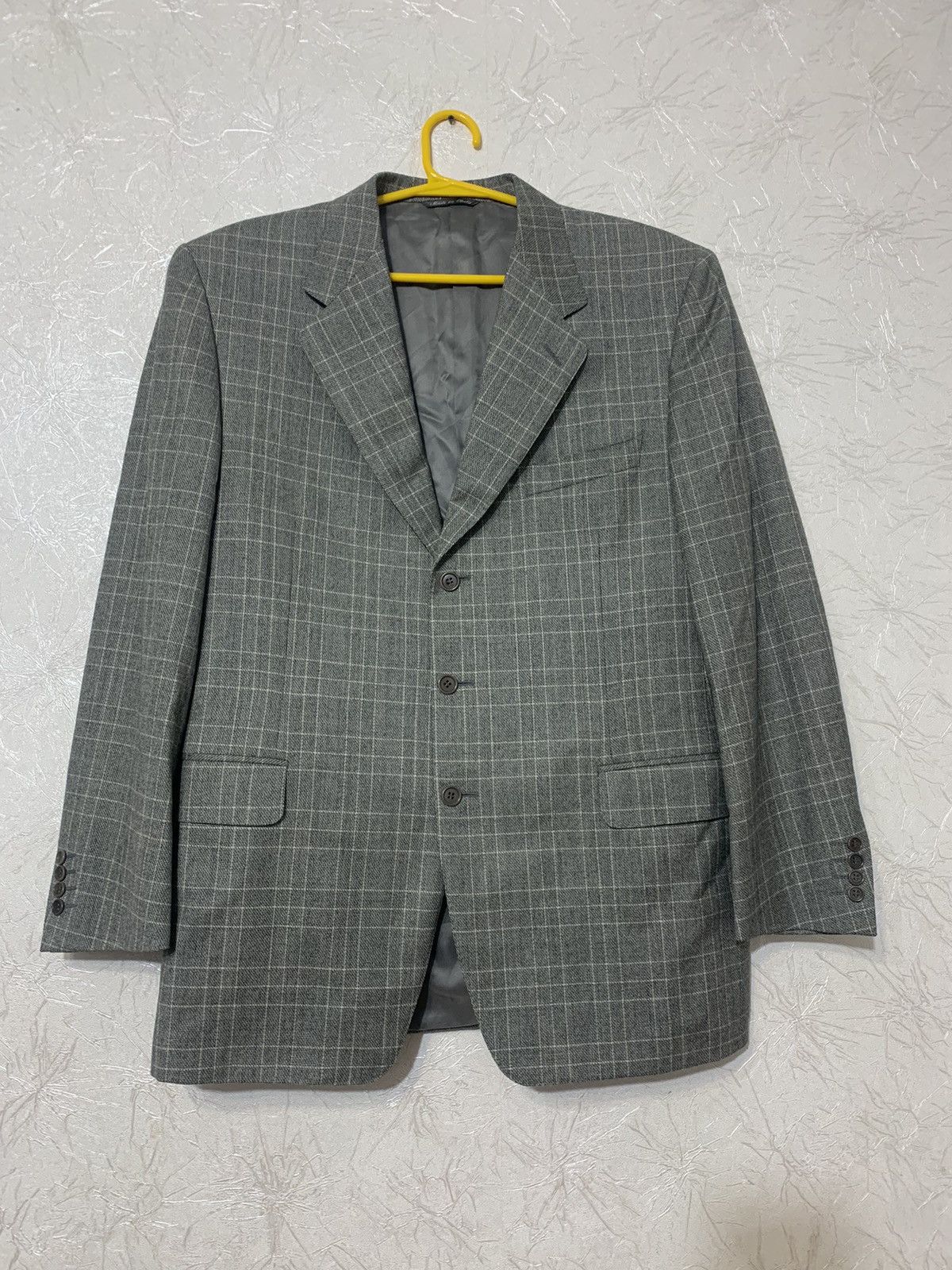 Canali Canali Luxury Grey Wool Plaid Blazer Made in Italy Size 52 Size 52R - 1 Thumbnail
