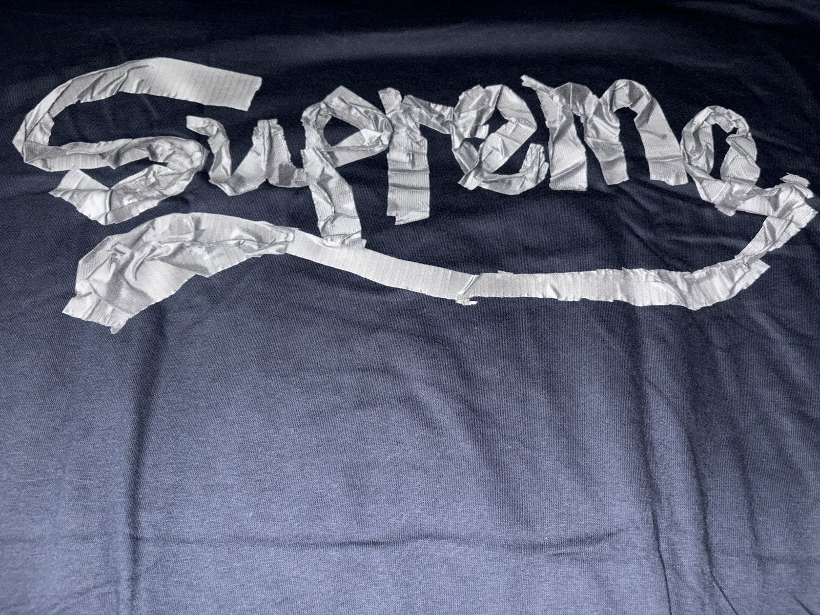 トップス Supreme Tape Tee Navy XXL Streetwear × Supreme Supreme Tape Tee Navy | Grailed
