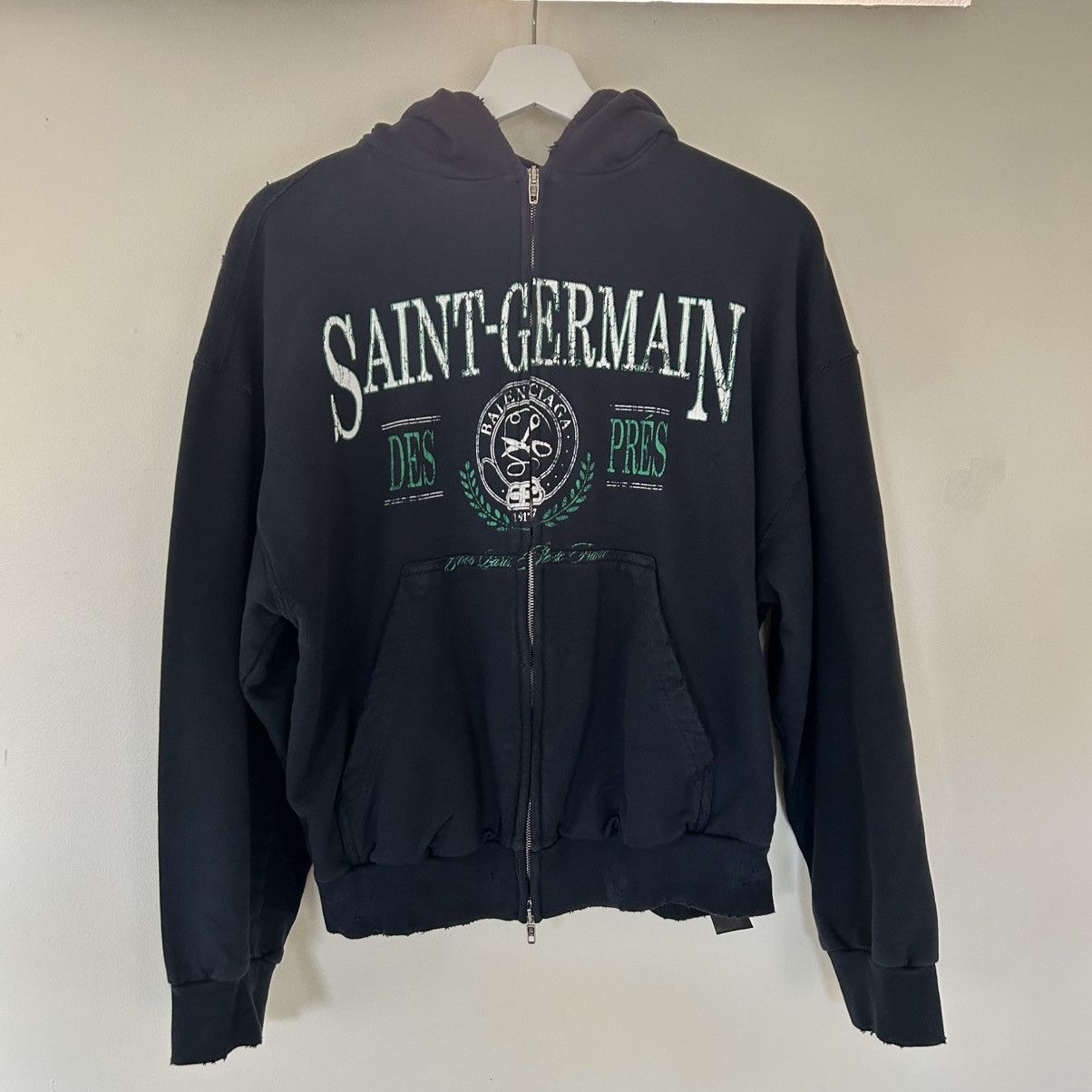 Balenciaga Balenciaga Saint Germain Navy Zip up Size US XXS / EU 40 - 1 Thumbnail