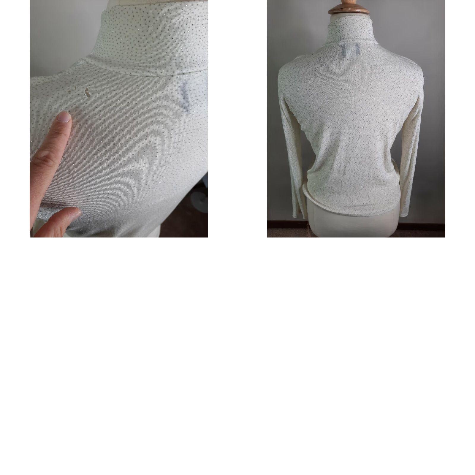Vintage VINTAGE 1849 Authentic Ranchwear Glitter Mock Neck White Show Shirt XL Deadstock Women Dress Shirt L4S Size XL / US 12-14 / IT 48-50 - 8 Thumbnail
