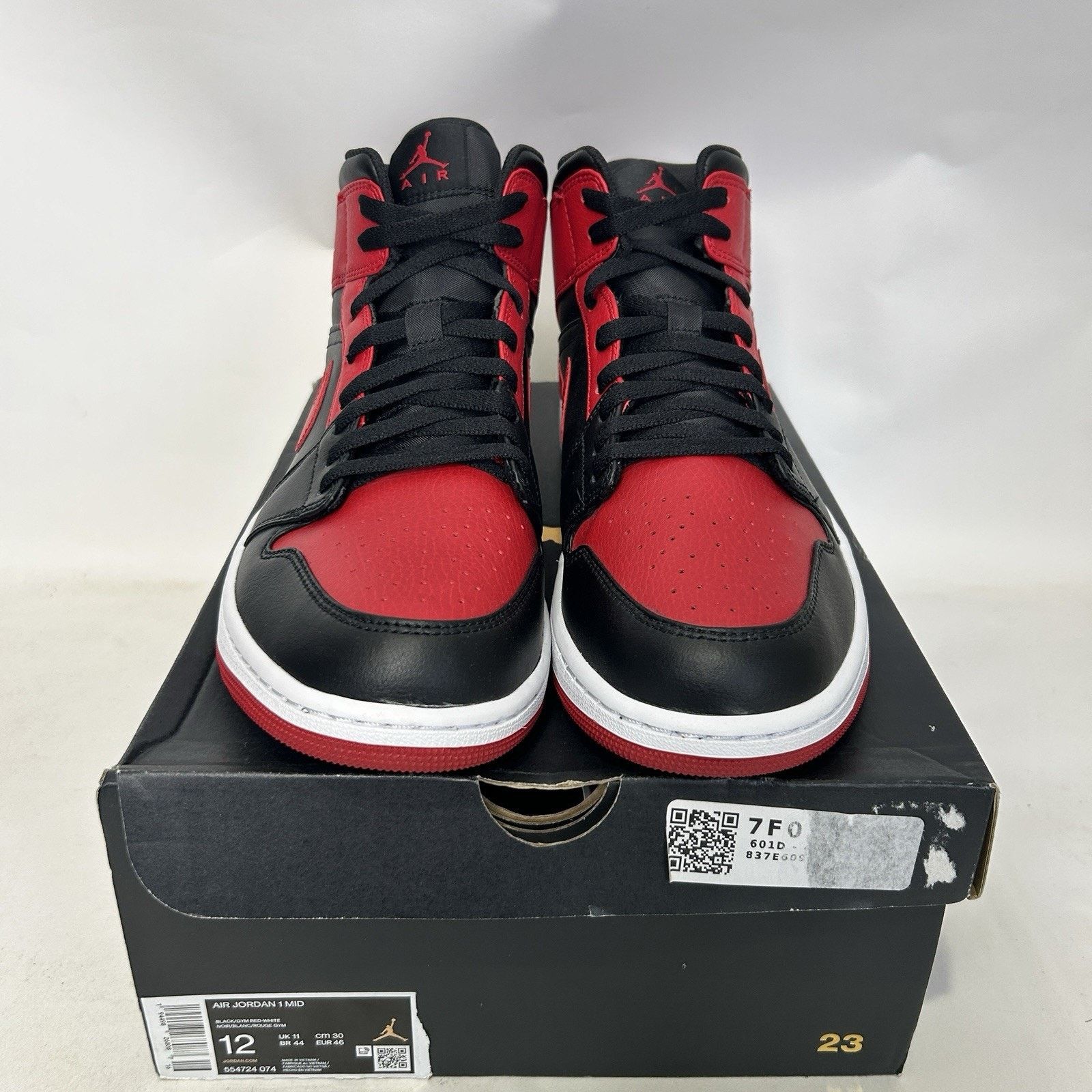 Jordan Brand Nike Air Jordan 1 Mid Retro “Banned/Black Gym Red White” Size US 12 / EU 45 - 2 Thumbnail