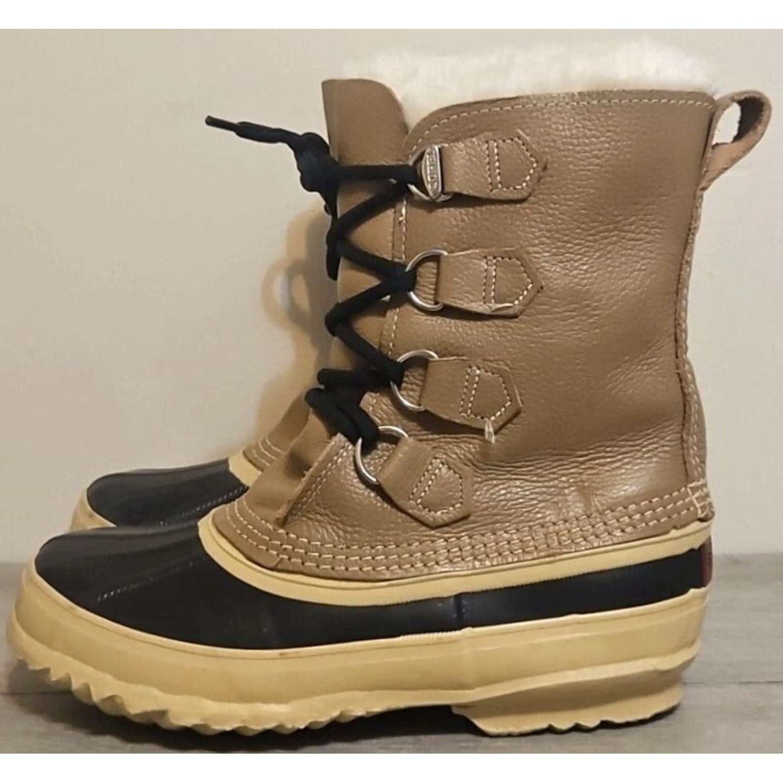 SOREL VINTAGE Sorel Caribou Boots Unisex Adults Shoes Snow Boot Winter Canada Brown Black Size 6 Womens Lace Up Insulated Waterproof Leather Rubber Size US 6 / IT 36 - 4 Thumbnail