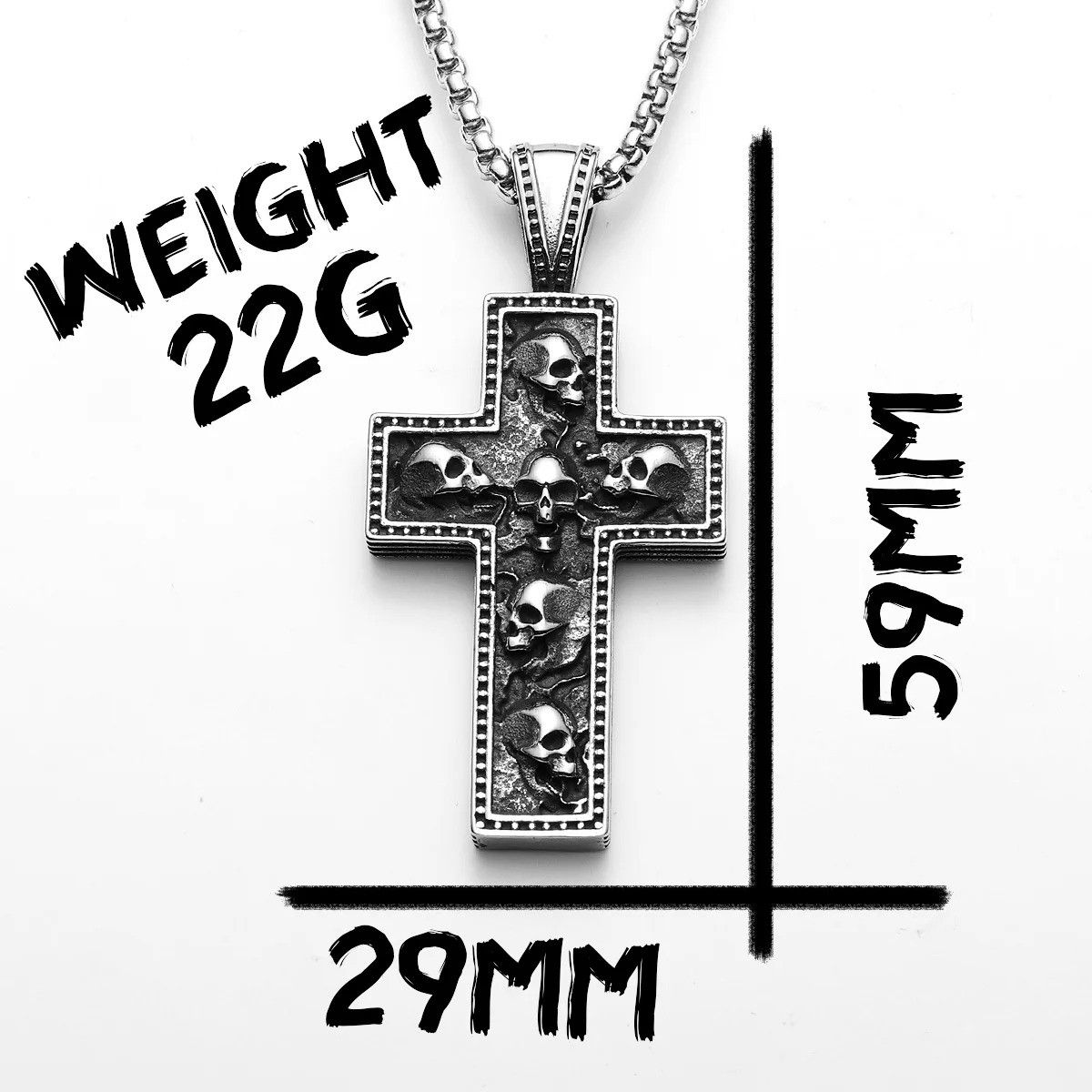 Other Skull Texture Cross Pendant Accessories Necklace Gifts Size ONE SIZE - 8 Thumbnail