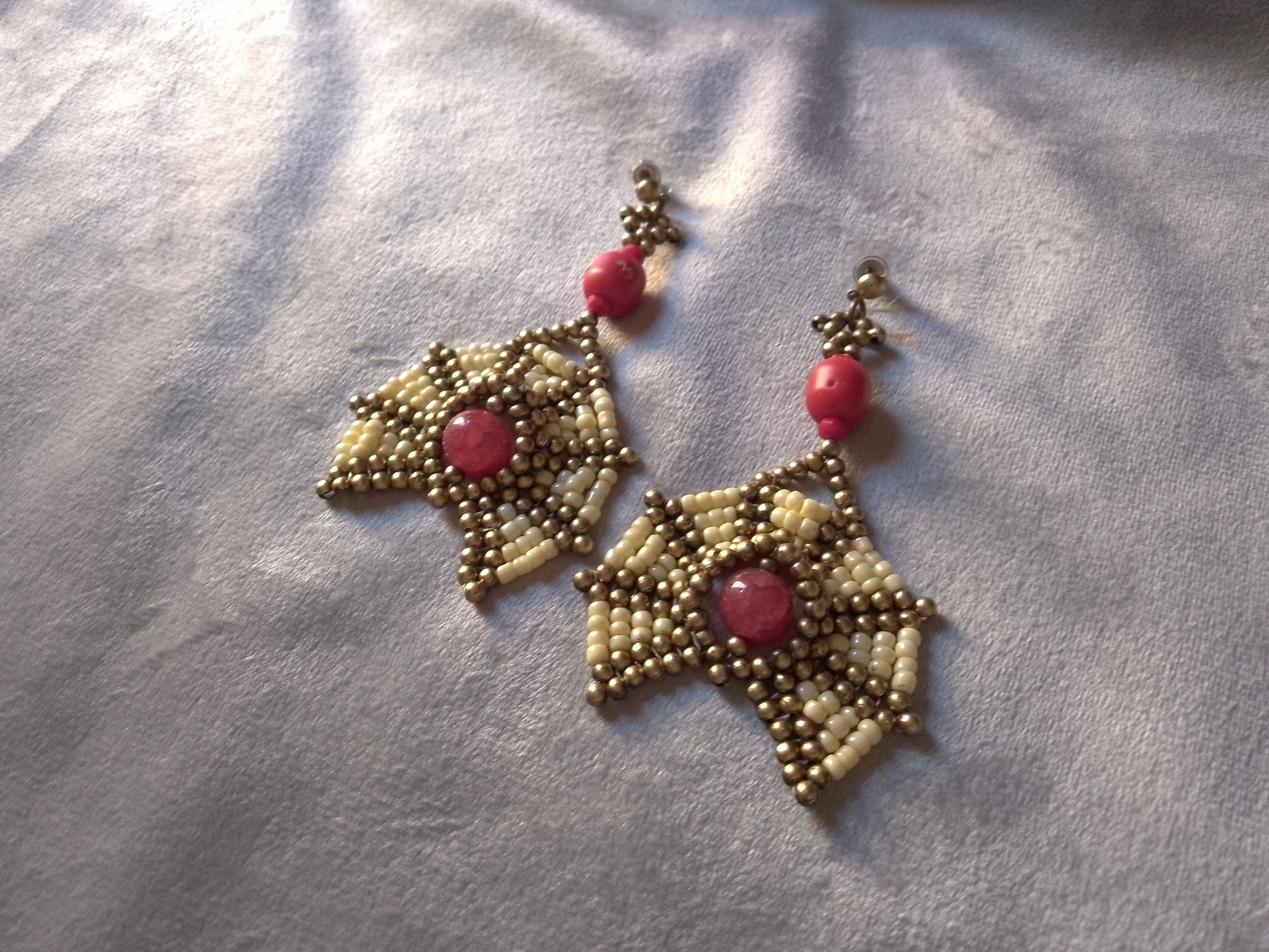 Handmade Earrings Boho Ethnic Agate Bamboo Coral Gemstones Size ONE SIZE - 1 Thumbnail
