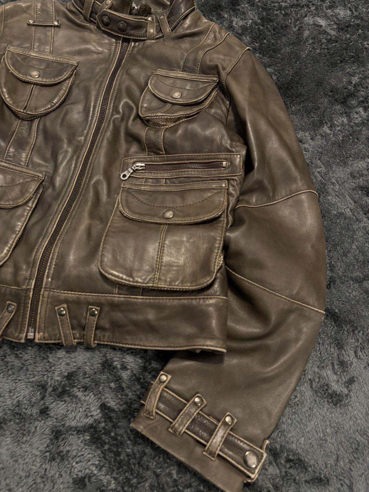 Hysteric Glamour 00s Multipocket Avant Garde Leather Y2K Jacket Size L / US 10 / IT 46 - 2 Thumbnail