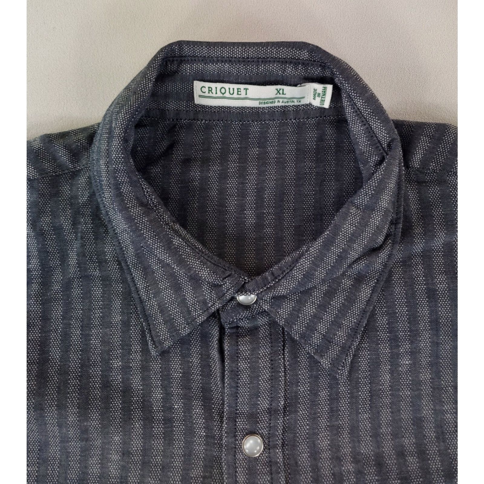 Vintage Criquet Shirt Pearl Snap Gray Striped Long Sleeve Mens XL Shirt Size US XL / EU 56 / 4 - 2 Thumbnail