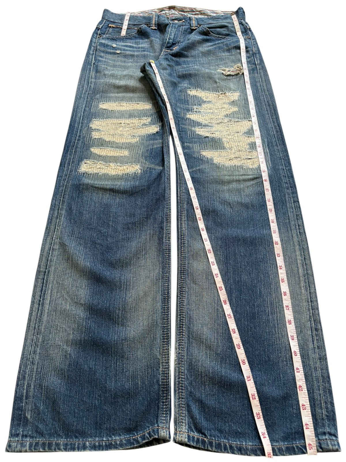 Edwin Exclusive Vintage Edwin Mud Wash Sashiko Distress Baggy Jean Size US 34 / EU 50 - 13 Thumbnail