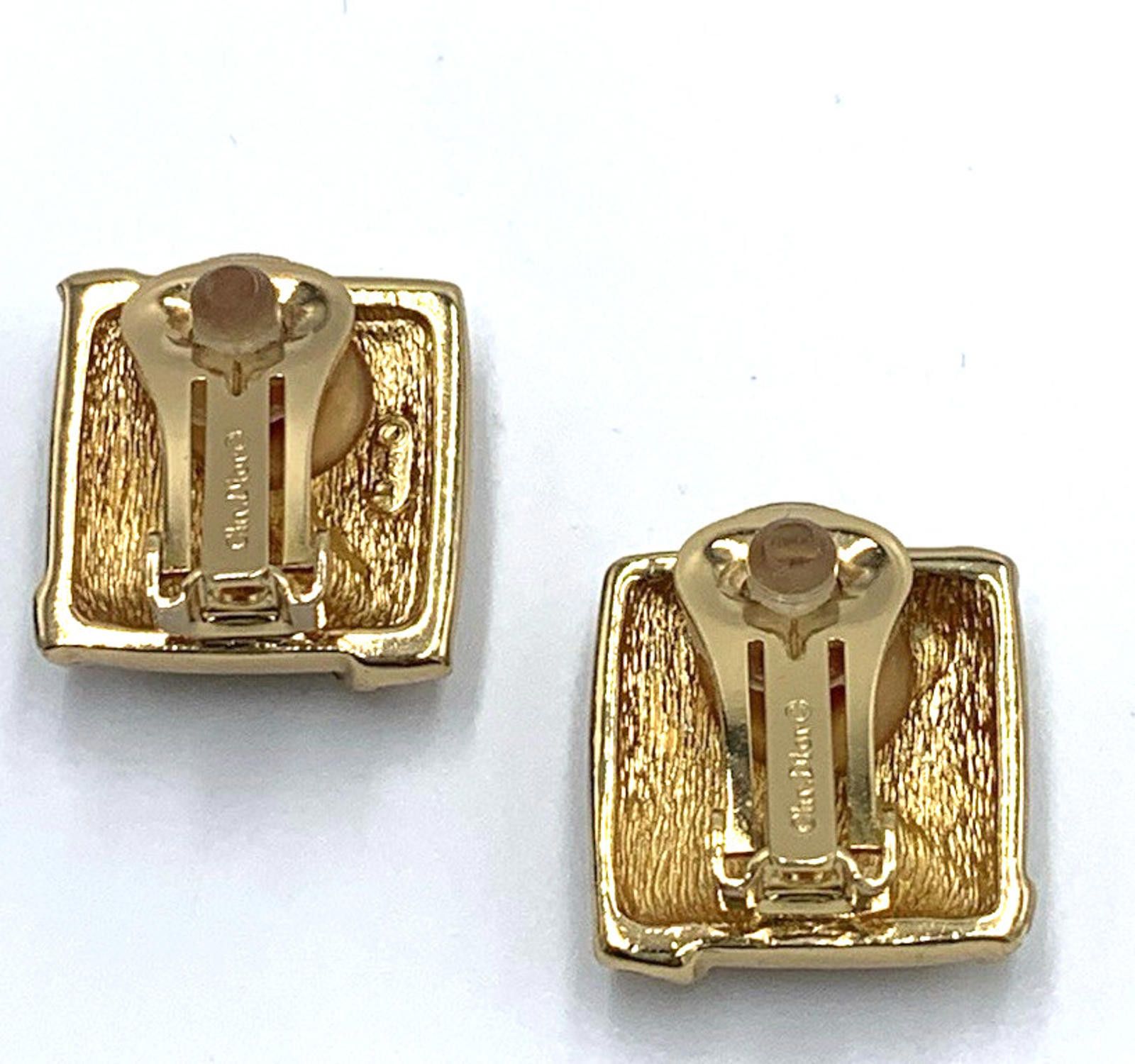 Other Dior Rhinestone Gold Tone Clip On Art Deco Style Earrings Size ONE SIZE - 5 Thumbnail
