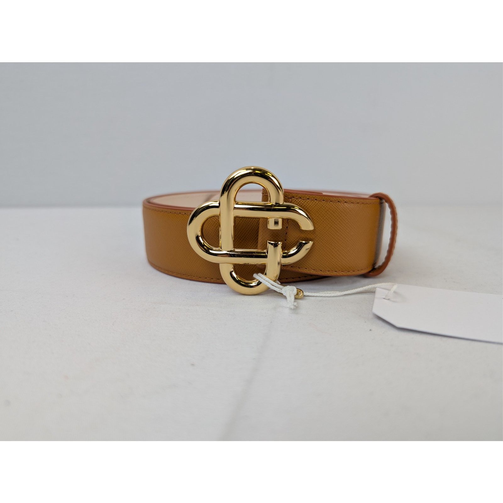 Casablanca o1rshd1 Size: 105cm / Men's Leather CC Logo Buckle Belt Tan Size 42 - 2 Thumbnail