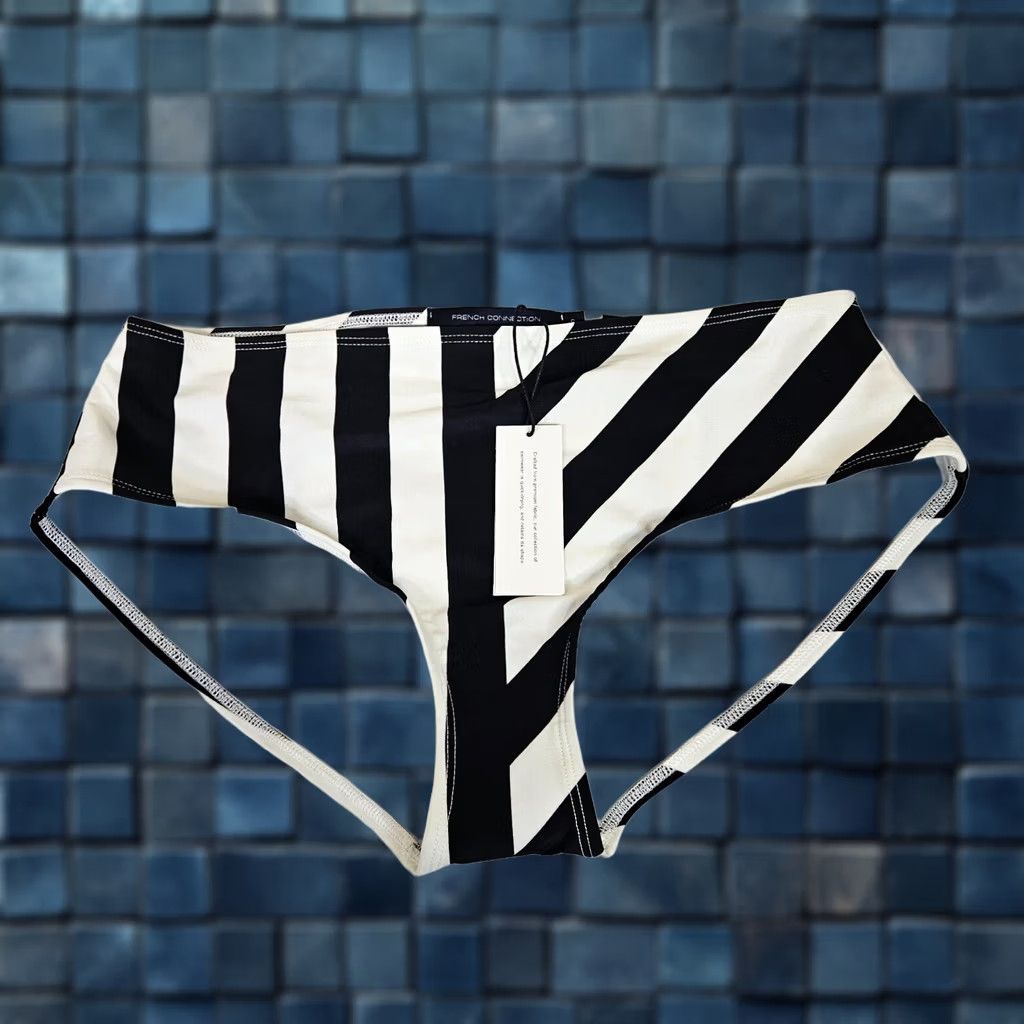 French Connection French Connection Women's Black Summer white stripe High Rise Briefs Size S NEW Bikini Bottoms Nylon Spandex Logo Stripe - Womens - S Size ONE SIZE - 1 Thumbnail