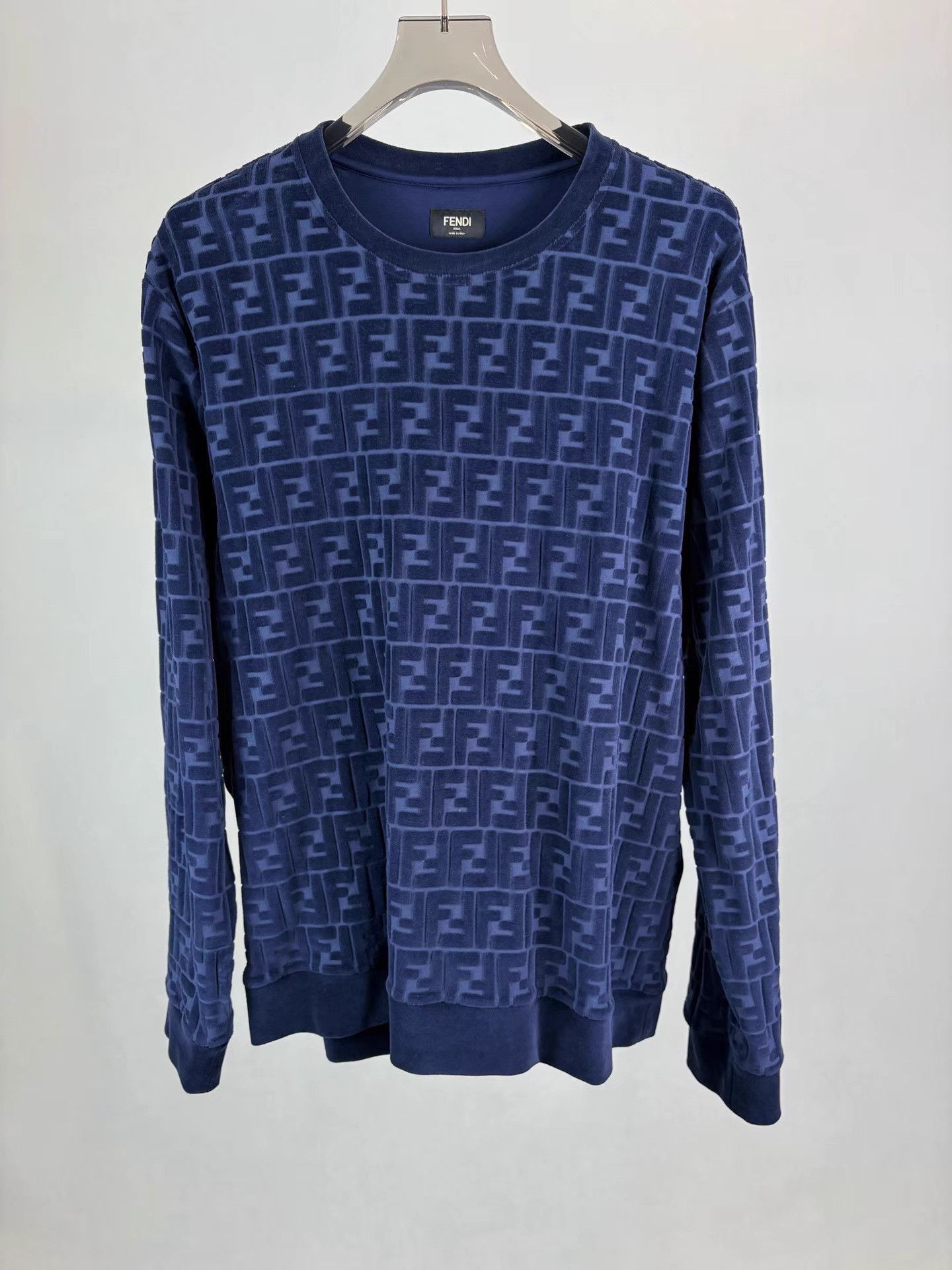 Fendi Blue Patterned Long Sleeve Sweatshirt Size US L / EU 52-54 / 3 - 1 Thumbnail