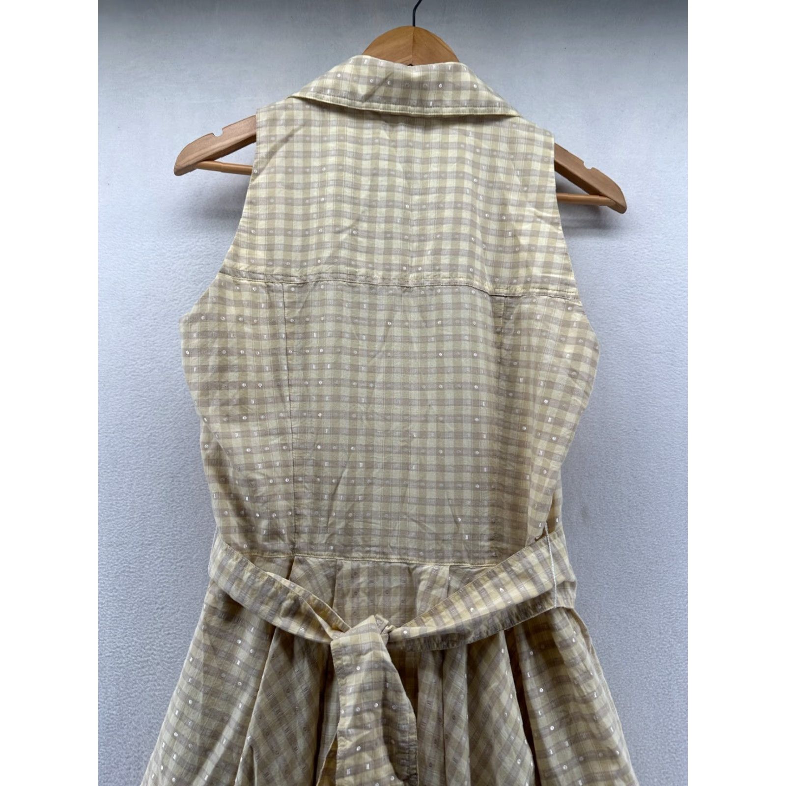 Vintage Finley Dress Women's Size 10 Yellow Plaid Collared Sleeveless Belted Fit & Flare Womens Size L / US 10 / IT 46 - 4 Thumbnail