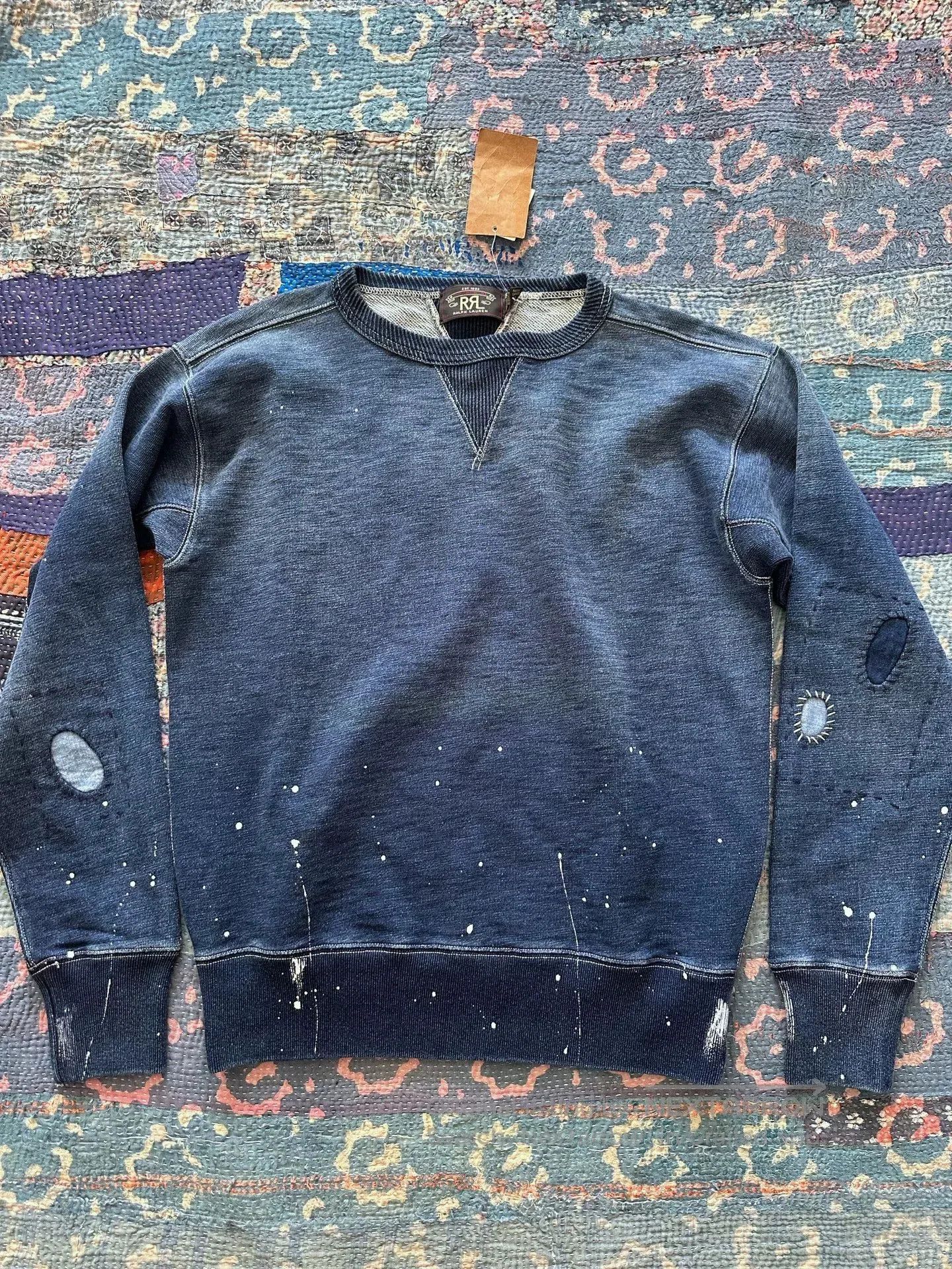 RRL Ralph Lauren rrl patchwork splash paint sweatshirt. Size US S / EU 44-46 / 1 - 1 Thumbnail