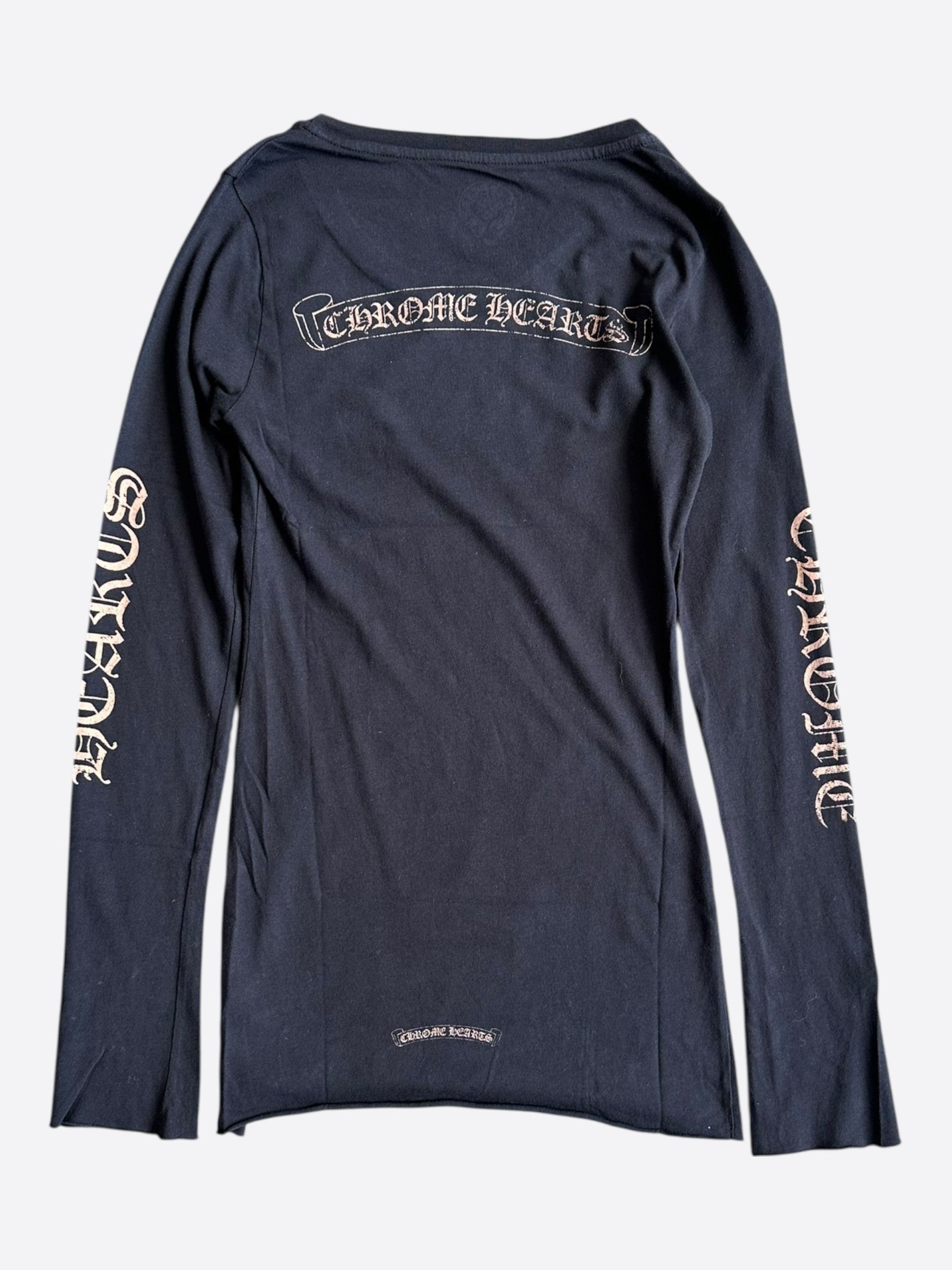 Chrome Hearts Black & Bronze Scroll Logo Women's Longsleeve T-Shirt Size S / US 4 / IT 40 - 2 Thumbnail