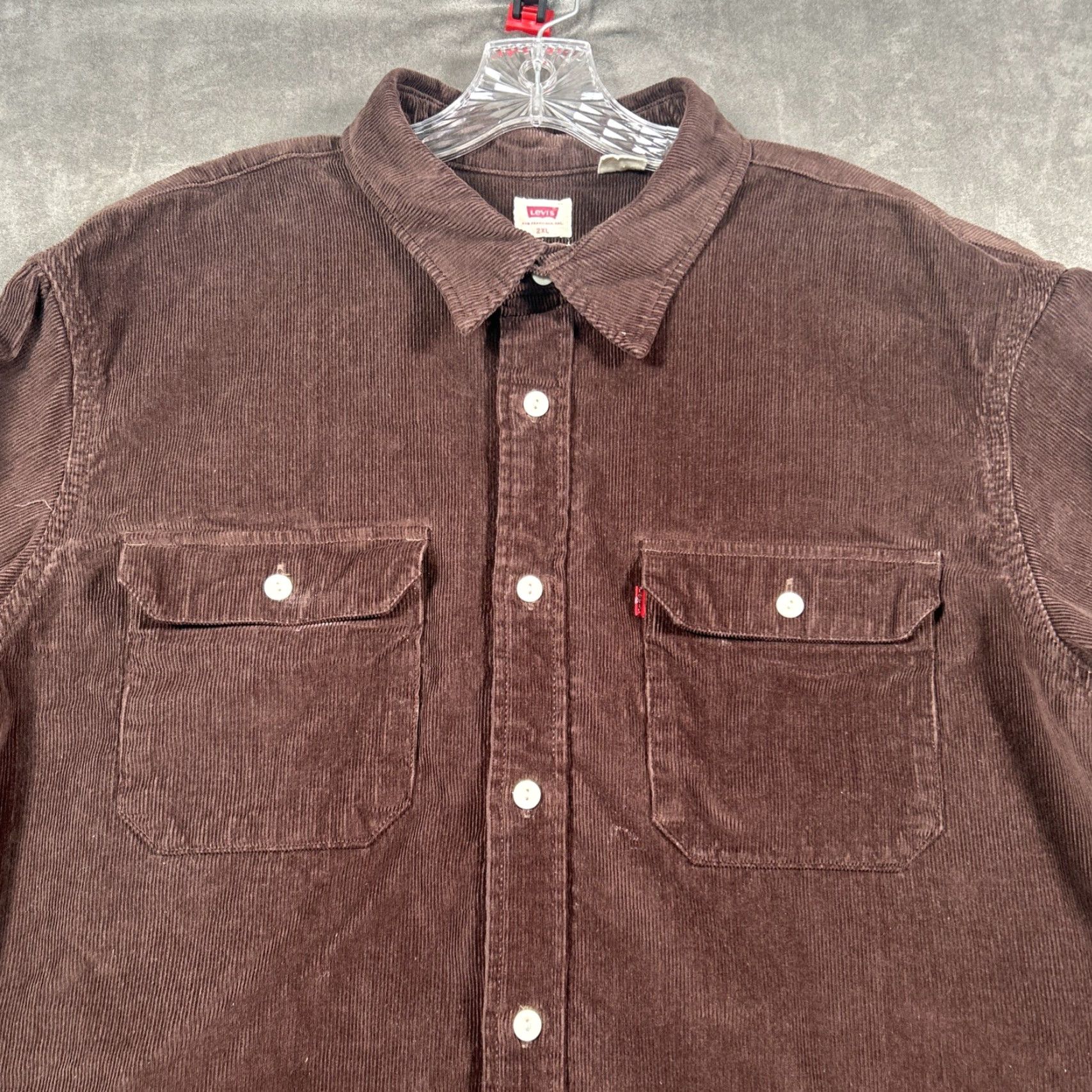 Levi's Levi's Corduroy Shirt Mens 2XL Relaxed Fit Button-Up Brown Shacket Pockets Casual, Workwear, Travel Men Size US XXL / EU 58 / 5 - 2 Thumbnail