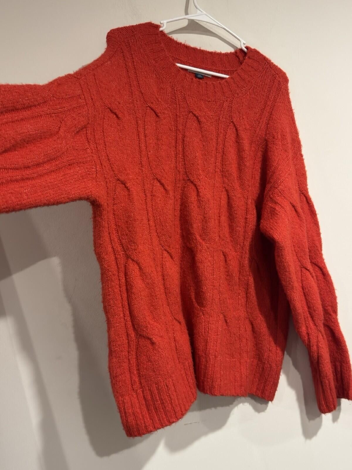 American Eagle Outfitters American Eagle Whoa So Soft Cable Knit Sweater Red Crewneck Size L / US 10 / IT 46 - 9 Thumbnail