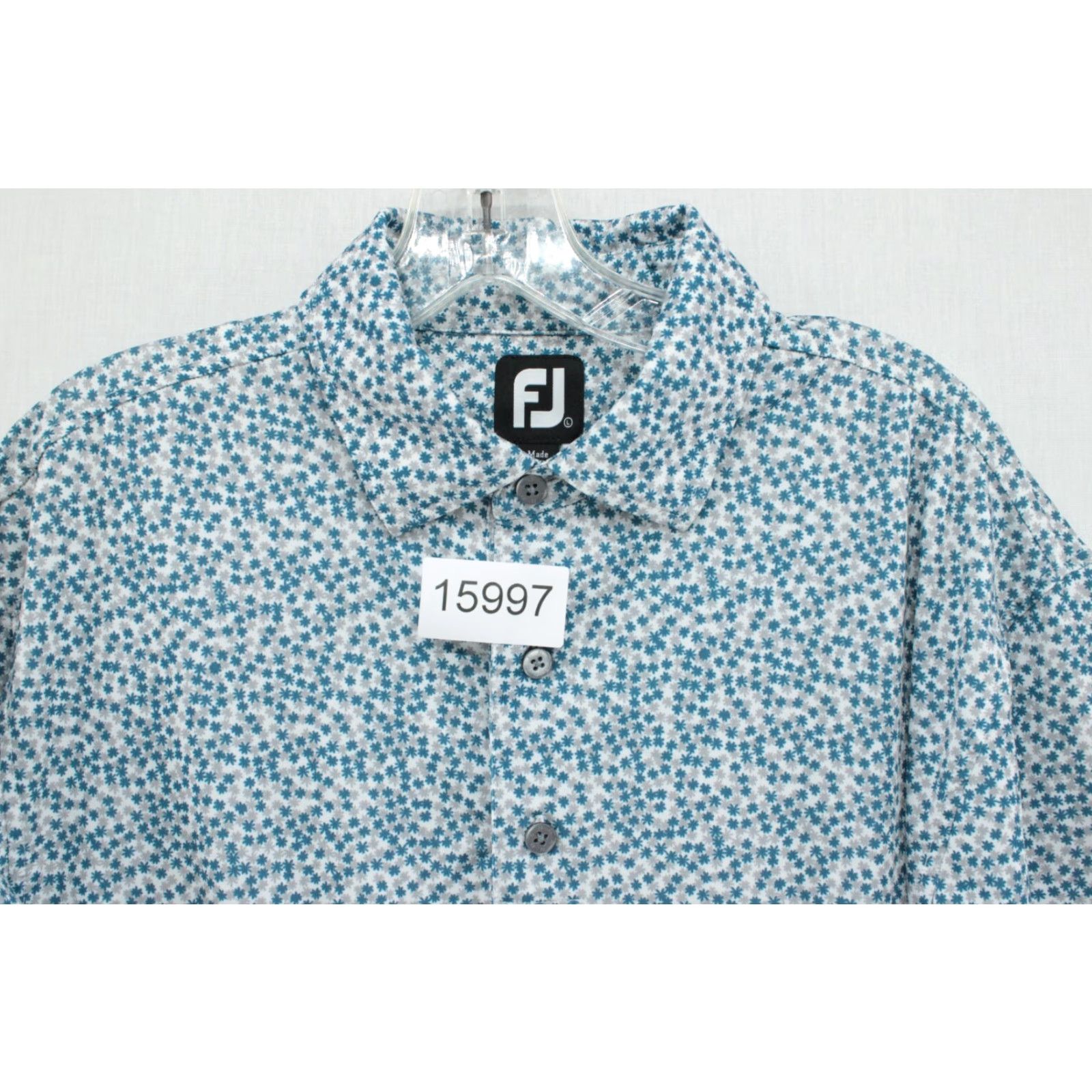 Footjoy Footjoy FJ Golf Shirt Men's Large Blue Geometric Short Sleeve Performance Polo Size US L / EU 52-54 / 3 - 5 Thumbnail