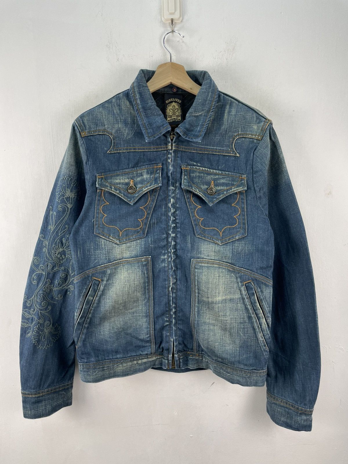 Nine Lives × Vintage Vintage Nine Lives Denim Jacket Faded Wash Rabbit Fur Lining Size US M / EU 48-50 / 2 - 1 Thumbnail