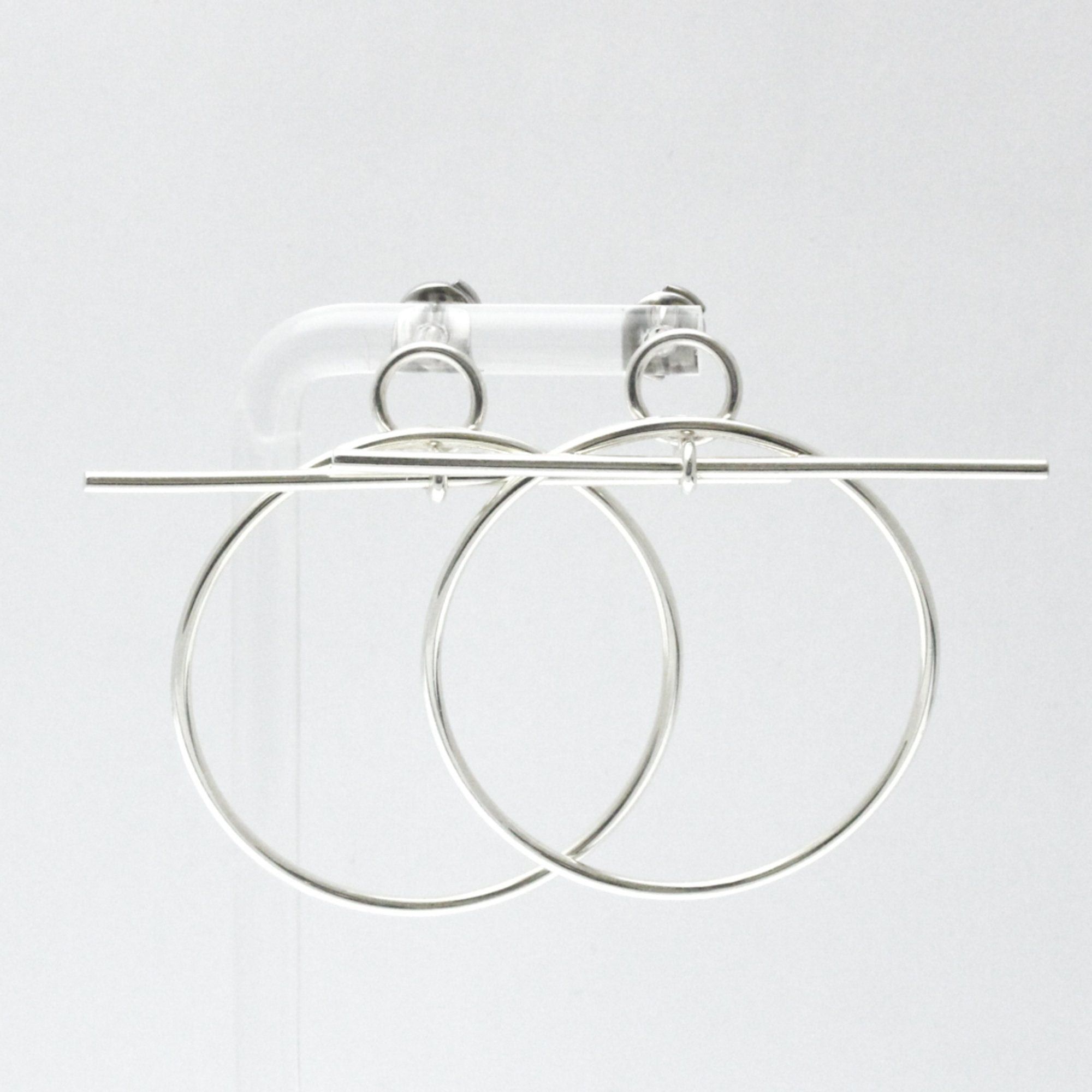 image of Hermes Loop Mm No Stone Silver 925 Hoop Earrings Silver, Women's
