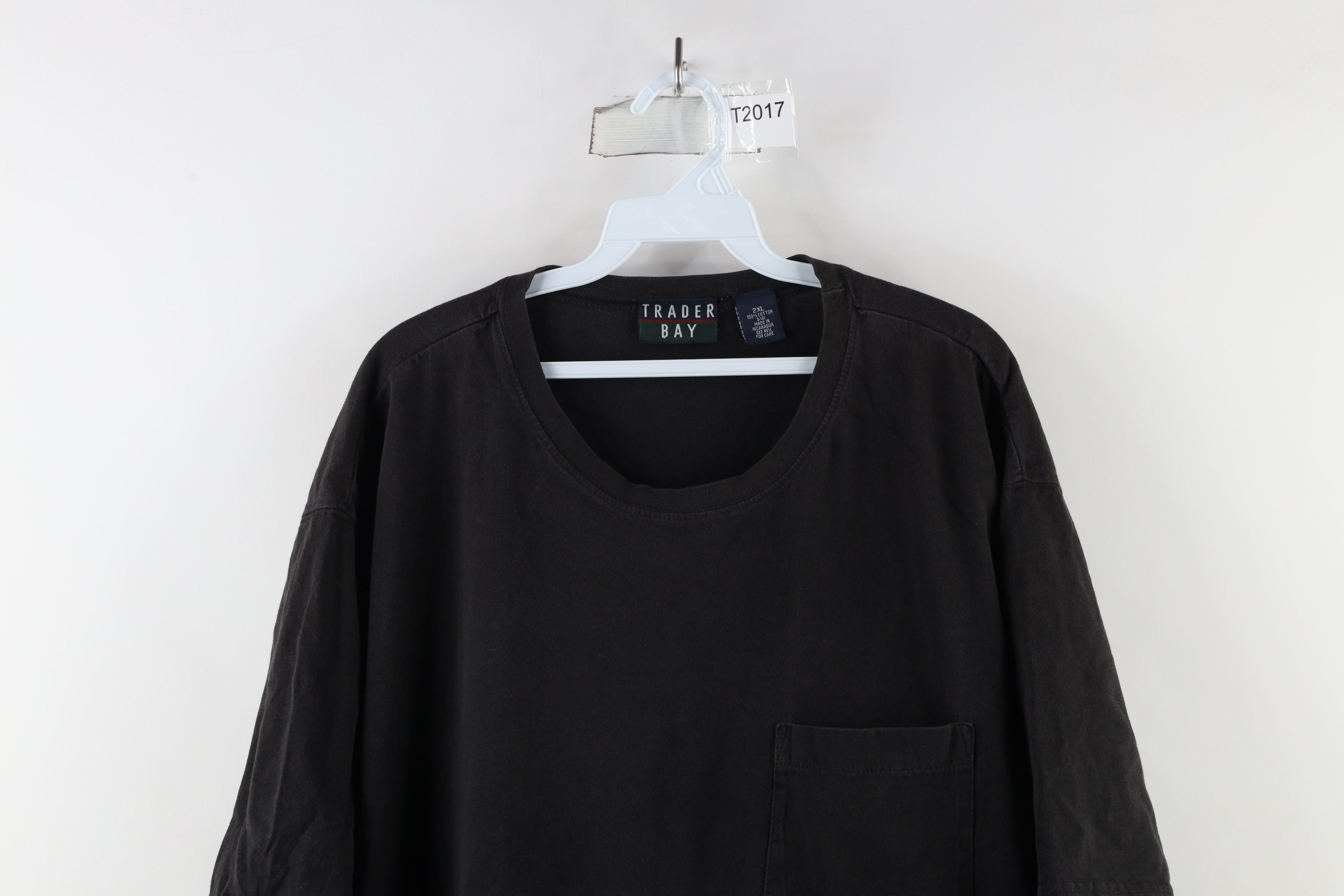 Vintage Vintage 90s Streetwear Blank Pocket Cotton T-Shirt Black Size US XXL / EU 58 / 5 - 2 Thumbnail