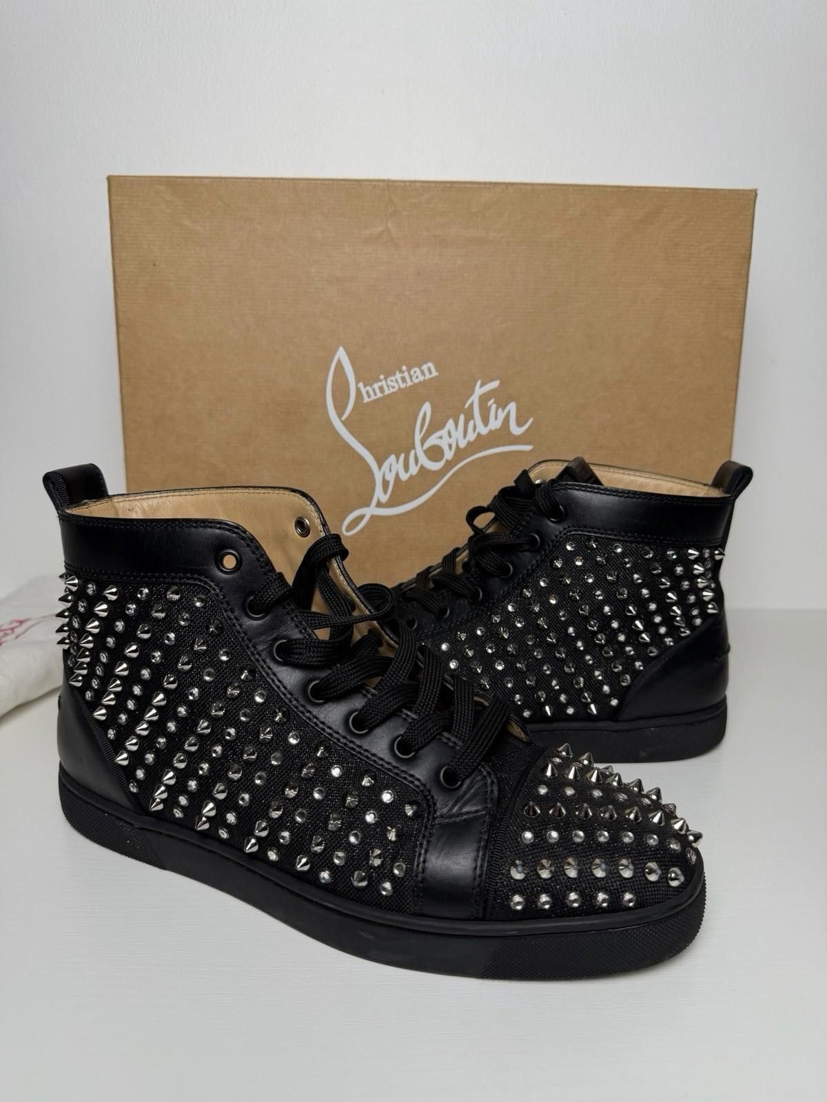 Christian Louboutin Christian Louboutin Louis High Top Black Crystal Spikes Size US 8 / EU 41 - 1 Thumbnail
