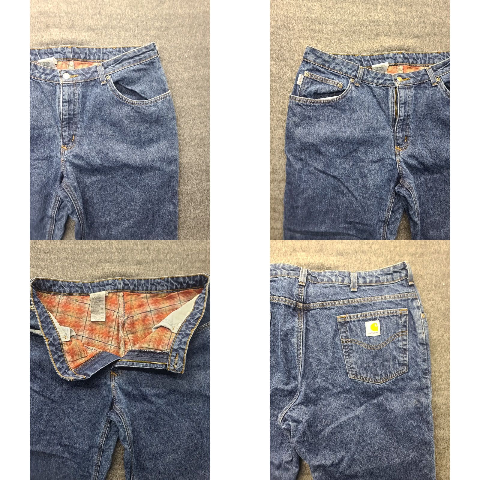 Carhartt Carhartt Jeans Womens 16x32 Regular Flannel Lined Straight Leg Blue 100% Cotton Workwear Mens? No. Size 38" / US 16 / IT 52 - 8 Thumbnail