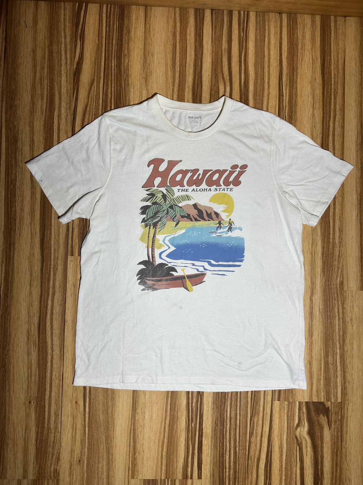 Old Navy Hawaii The Aloha State Graphic White T-Shirt Size US XL / EU 56 / 4 - 1 Thumbnail